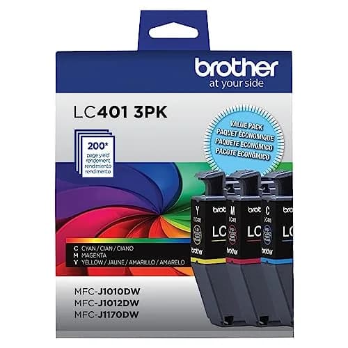 Brother Genuine LC401 Standard Yield Color Ink Cartridges | 3-Pack Cyan, Magenta, Yellow (200 Pages Each) - main product image
