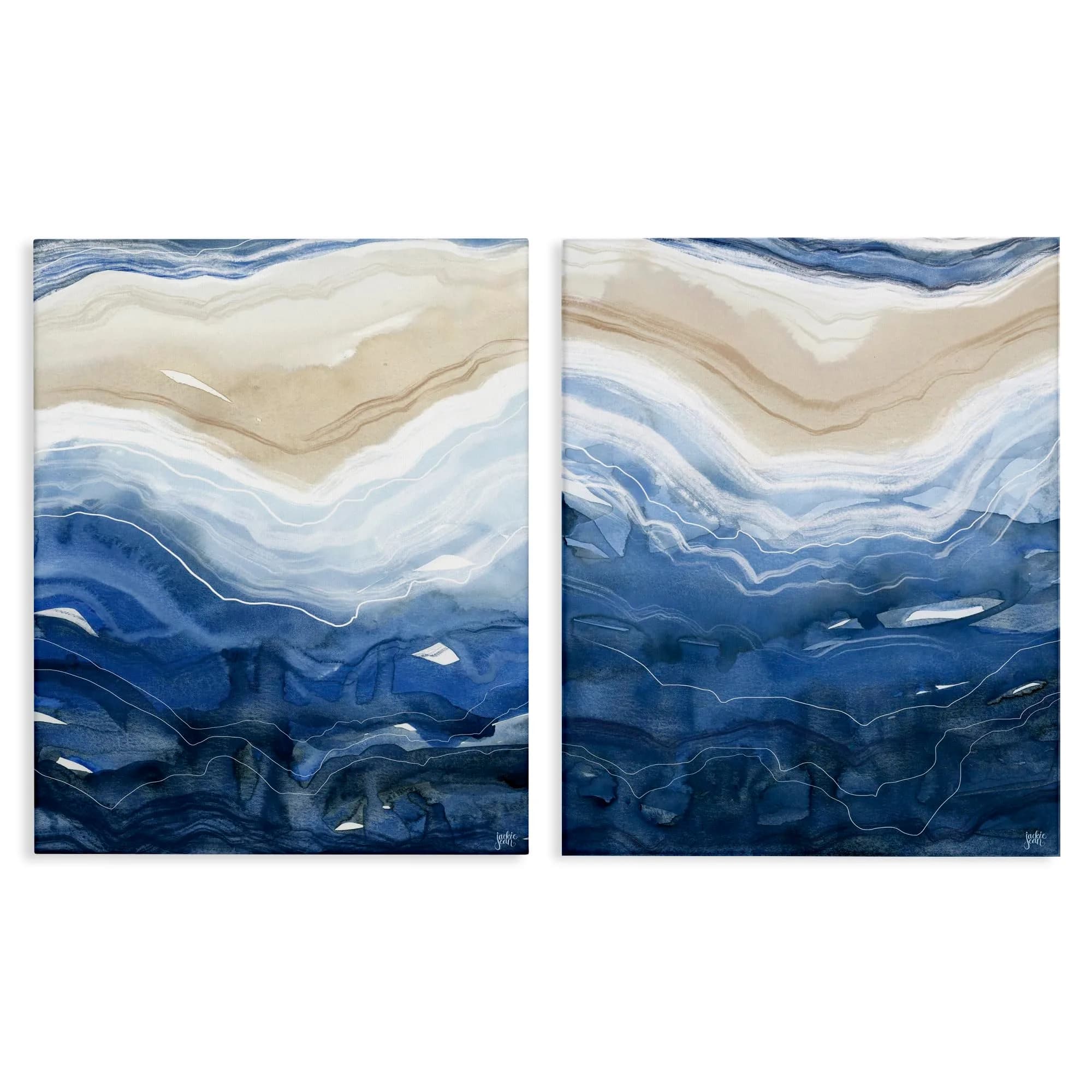 Stupell Industries Abstract Ocean Geode Coastal Canvas Wall Art Set 24 x 30 Inch | Nautical Coastal Decor
