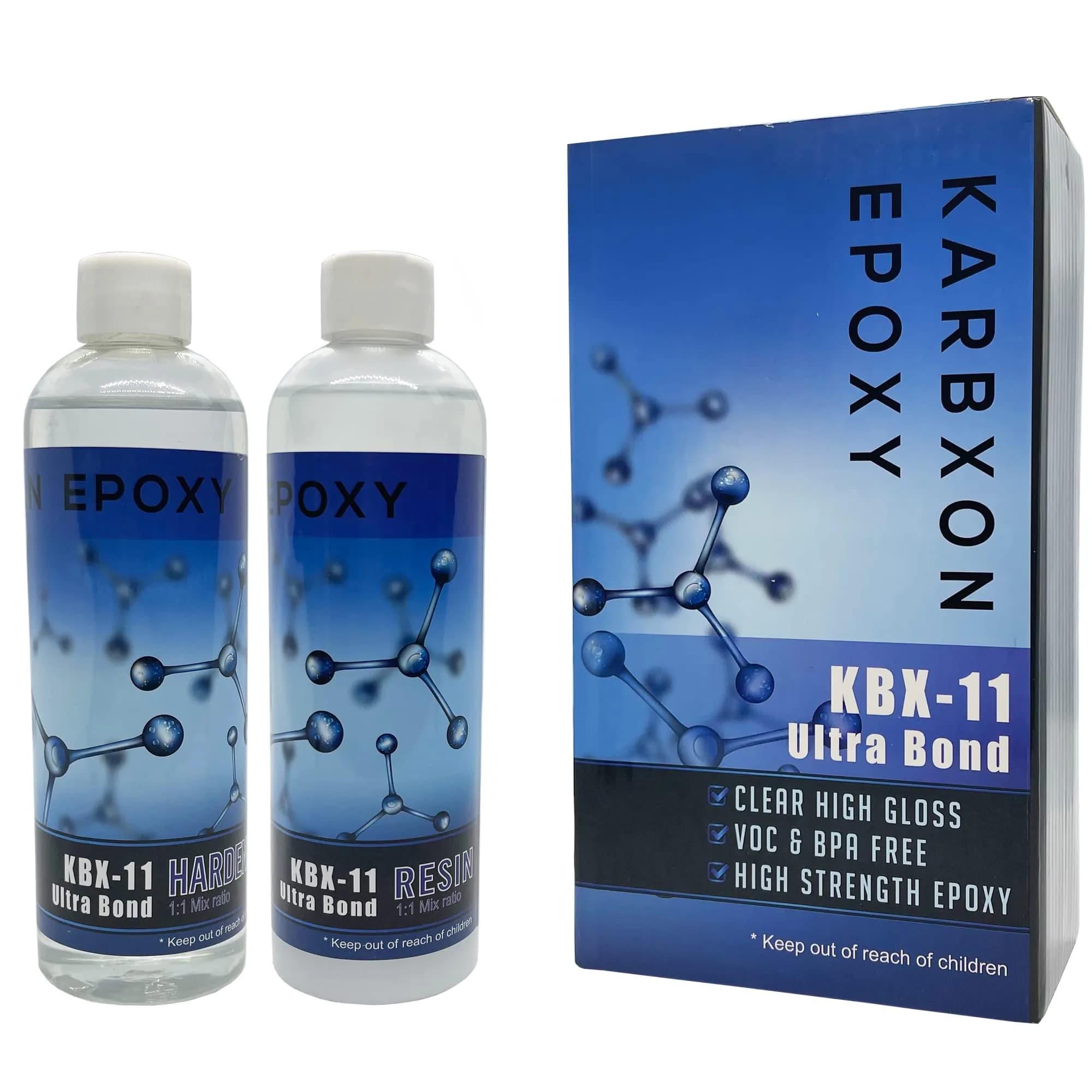 KARBXON KBX-11 Ultra Bond Epoxy Resin Kit 6 Fl Oz | High Strength, UV & BPA Free, Crystal Clear Finish