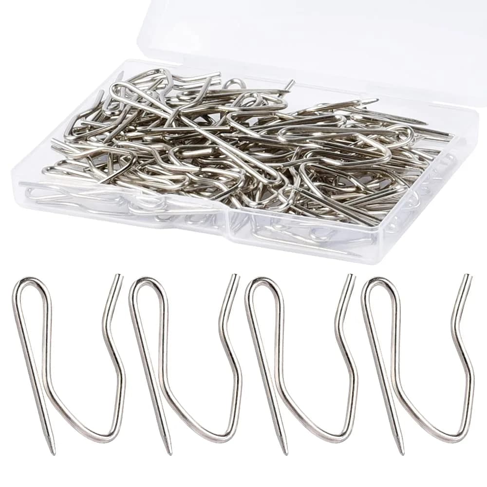 Sopito Curtain Hooks for Drapes | Durable Silver Curtain Fastener, 58 pcs - main product image