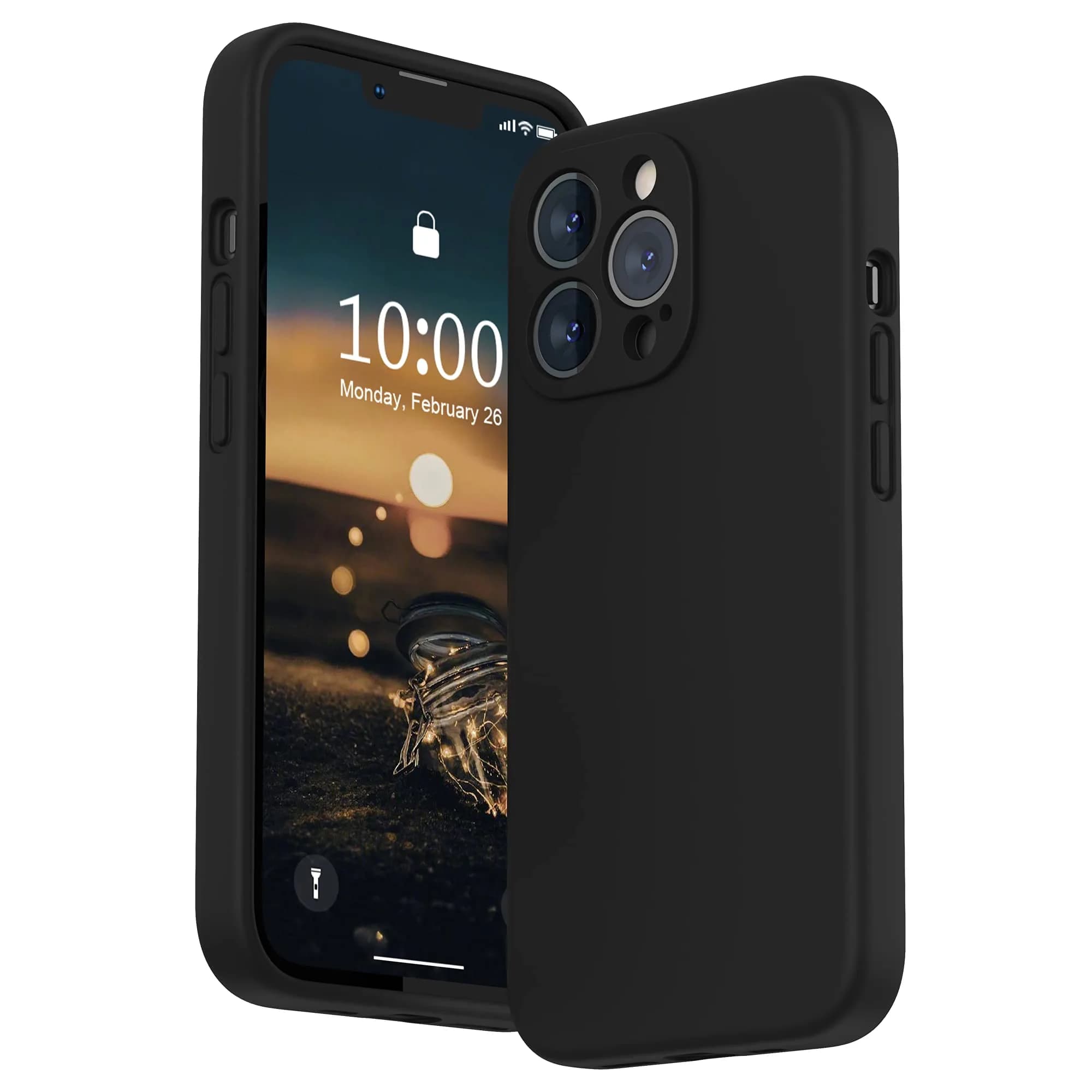 SURPHY Liquid Silicone Case for iPhone 13 Pro (6.1-inch) with Screen Protector | Black - main product image
