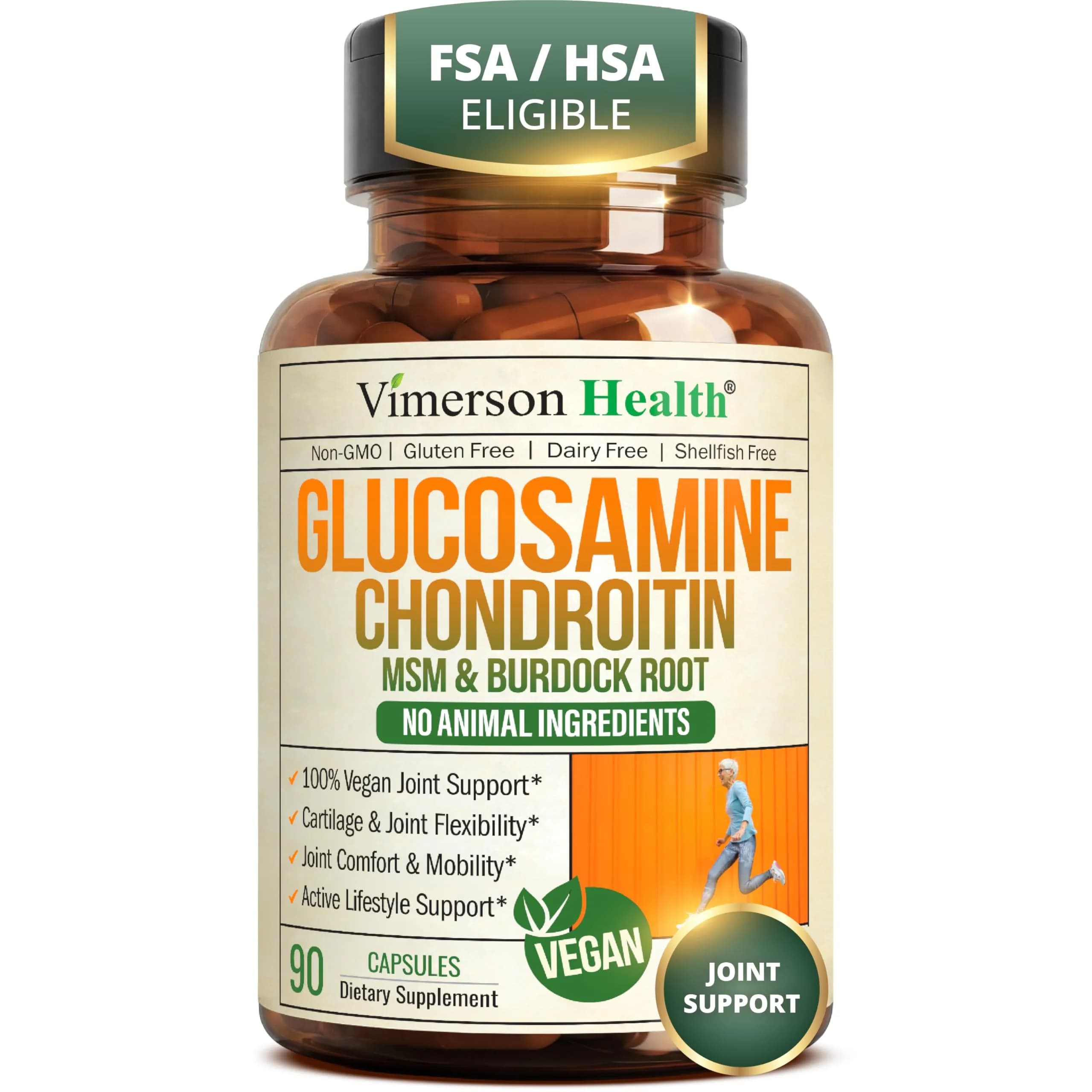 Vimerson Health Vegan Glucosamine Chondroitin MSM Joint Supplement 90 Capsules | Supports Cartilage & Mobility - main product image