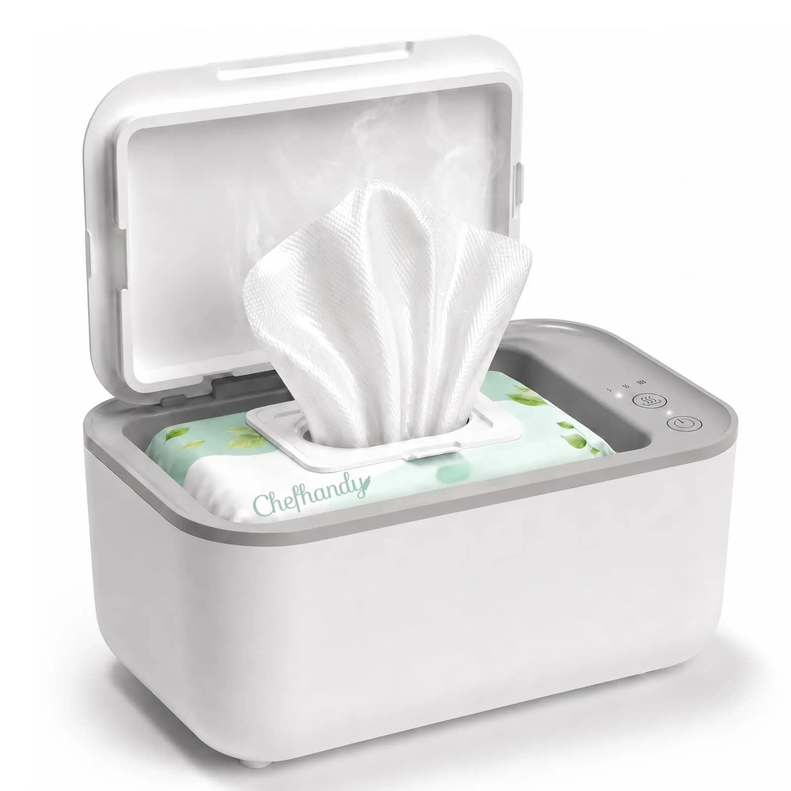 Chefhandy Baby Wipe Warmer with Surround Heating, Large Capacity, White | 200ml (7.9 x 4.8 x 3.5 Inch)