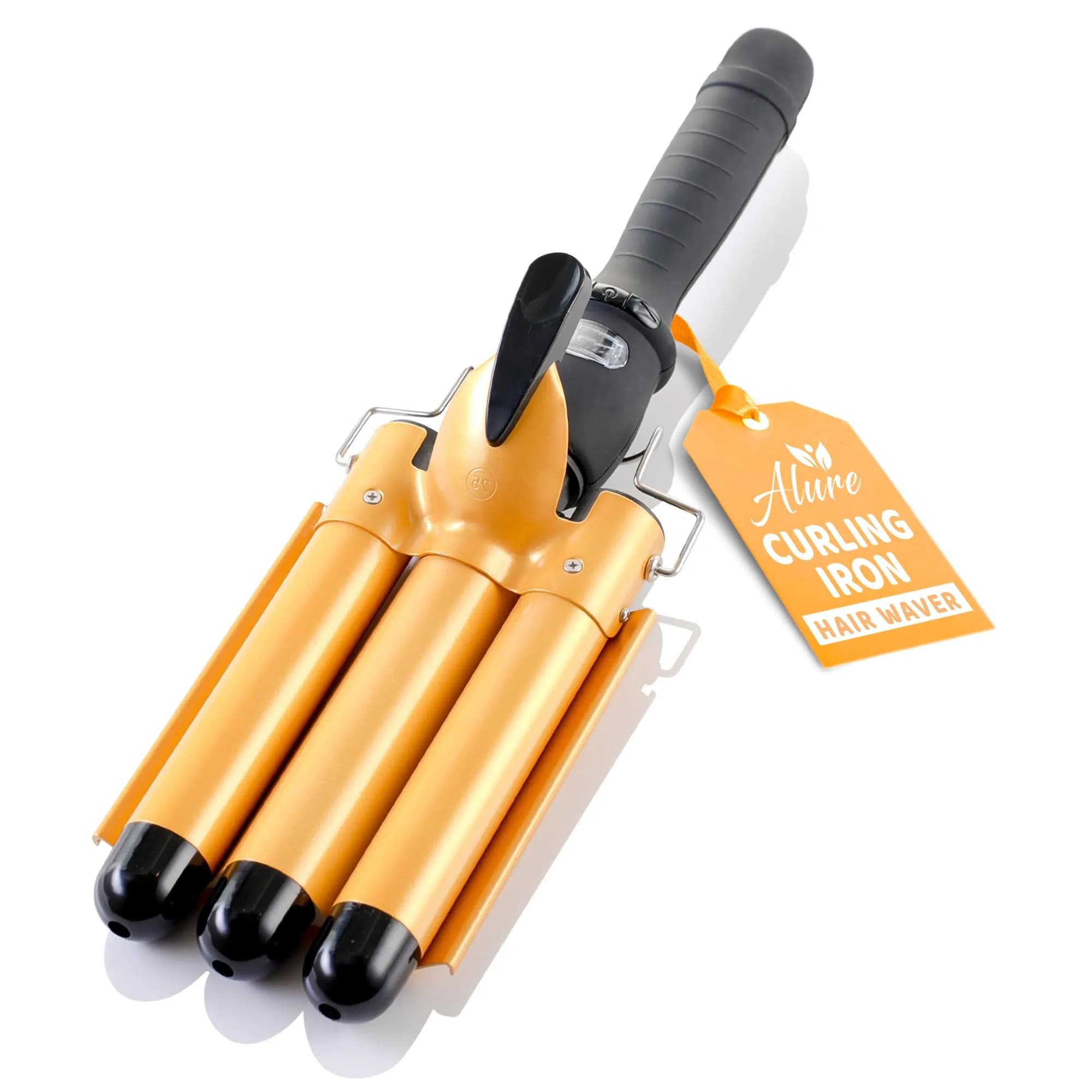 Alure Three Barrel Curling Iron Wand Hair Waver 1 Inch Ceramic Tourmaline Dual Voltage