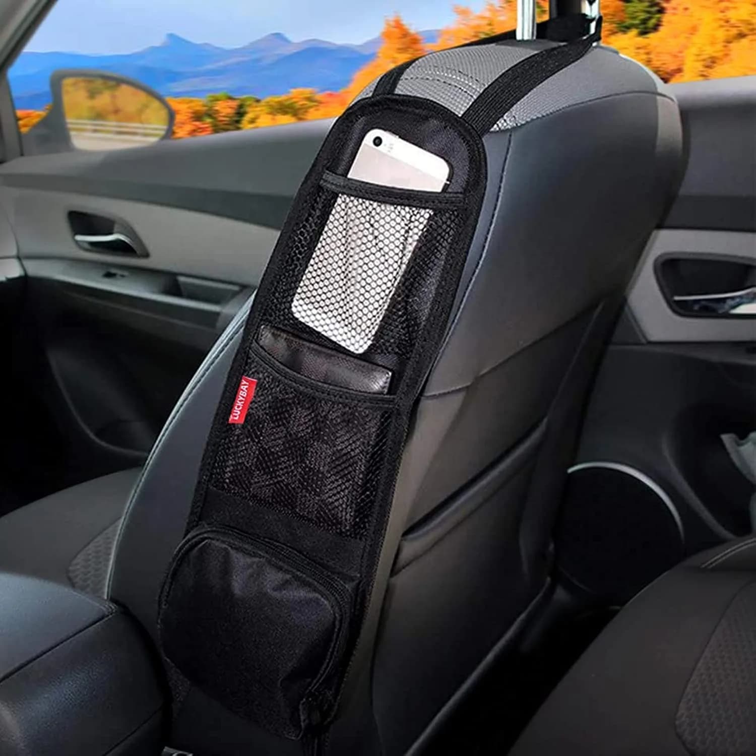 Luckybay Car Seat Side Organizer 16.5" × 5.5" | Universal Fit for Cars & SUVs, Waterproof, Durable