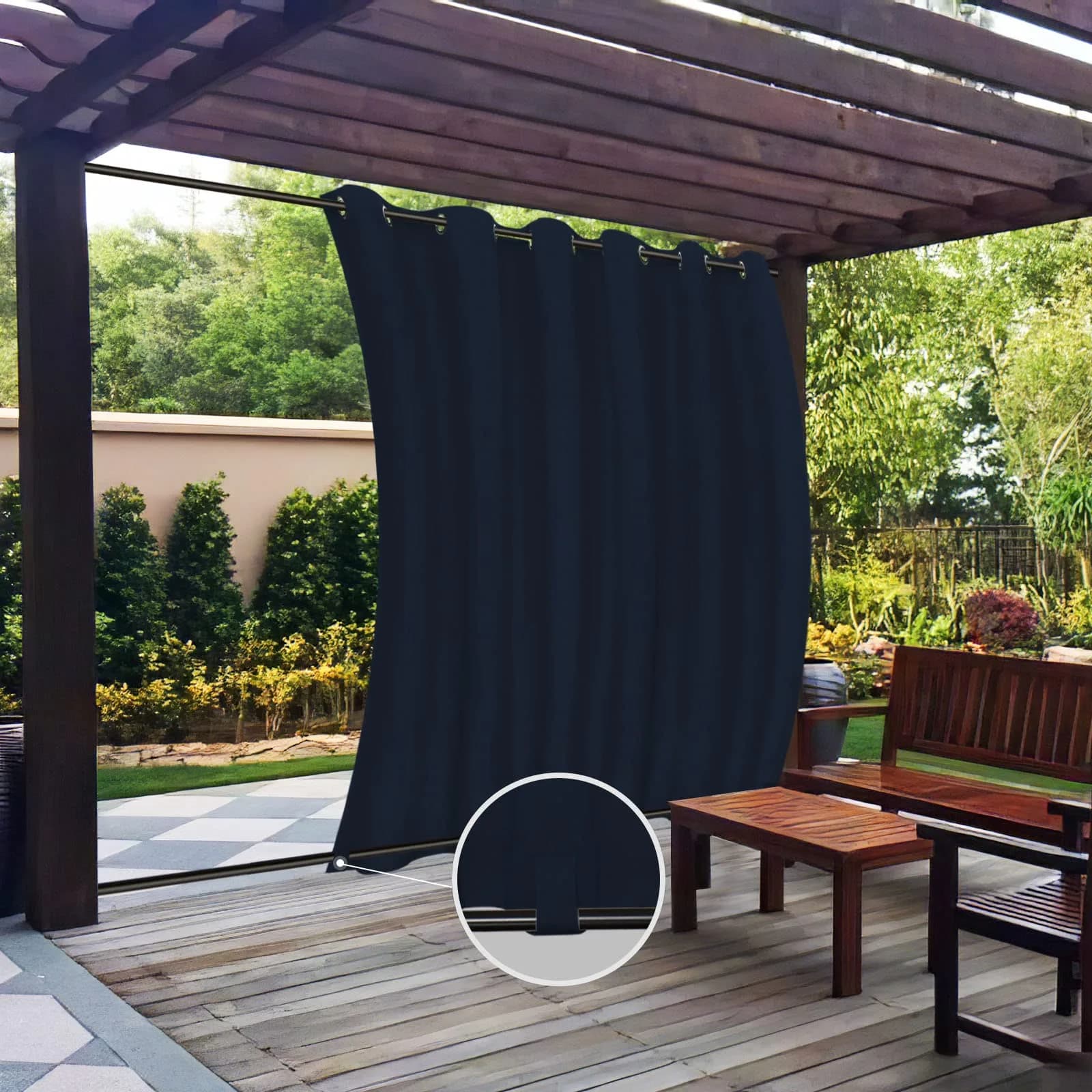 Easy-Going Outdoor Curtains for Patio 54x108 inch Grey Waterproof Windproof Wind Resistant
