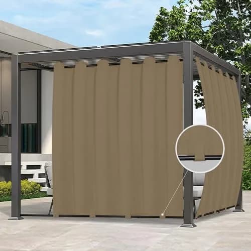 Easy-Going Outdoor Curtains for Patio 54x108 inch Grey Waterproof Windproof Wind Resistant