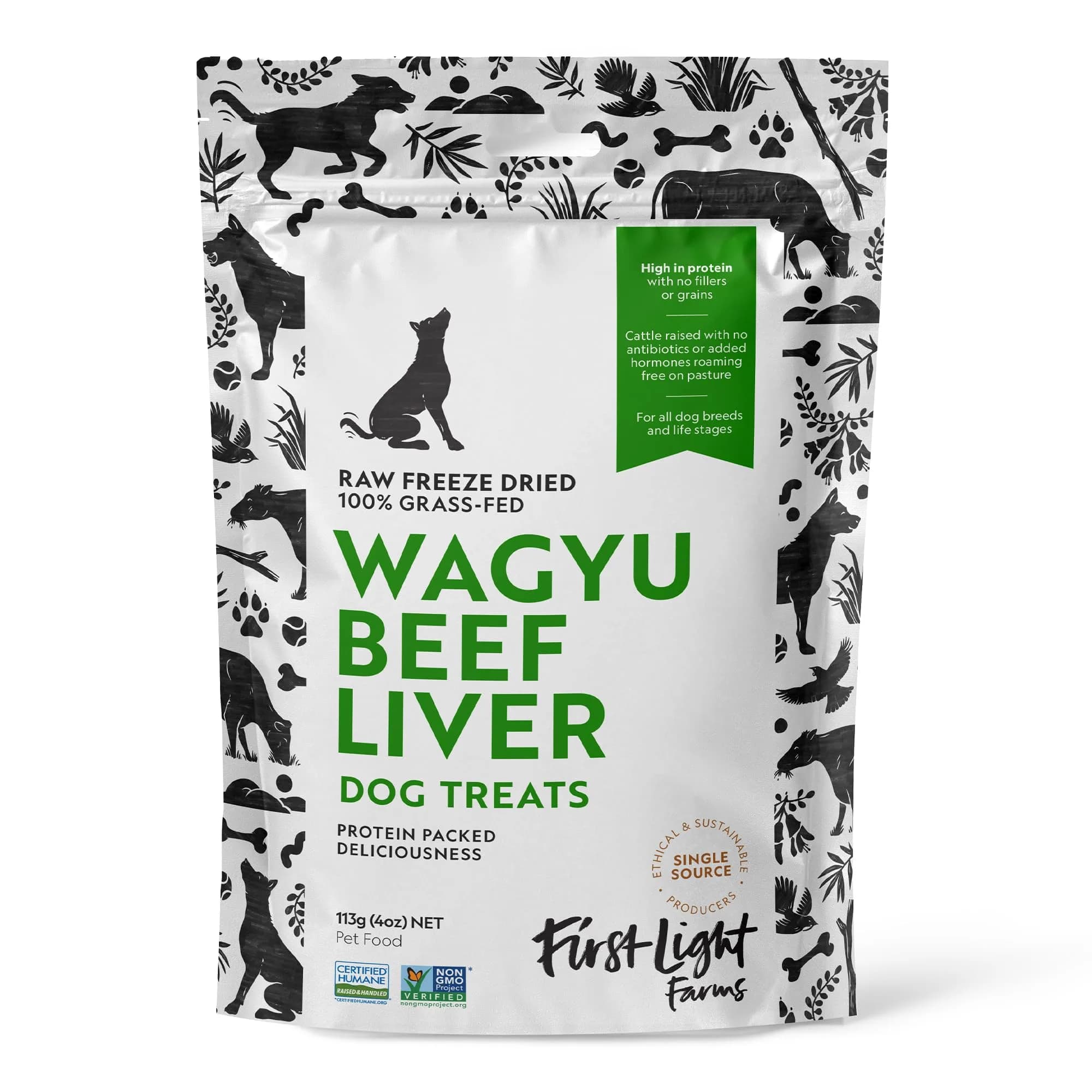 First Light Farms Freeze-Dried Wagyu Beef Liver Dog Treats 113g (4oz) | Nutrient-Dense Superfood for All Breeds - main product image