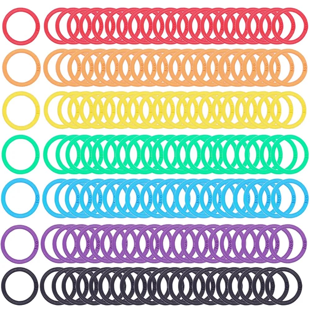 WJASI Plastic Binder Rings 1 Inch (25mm) | 140 Pack Colorful Keychain Clips for Index Cards, Scrapbooks, Documents - main product image