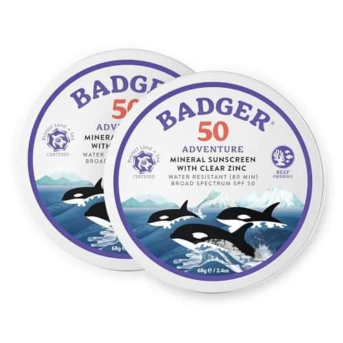 Badger Reef Safe Mineral Sunscreen SPF 50, 98% Organic, 68g (2.4 oz) Tin | Adventure, Travel & Sport Sunblock - main product image