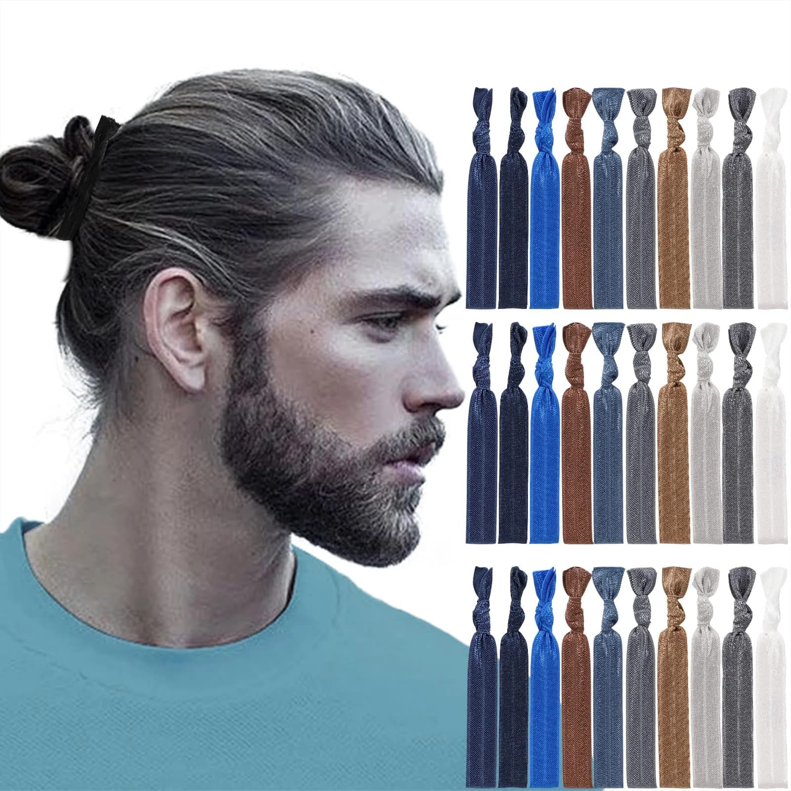 79STYLE 100pcs Fabric Hair Ties for Men | 10 Neutral Colors, Stretchable & No-Damage - main product image