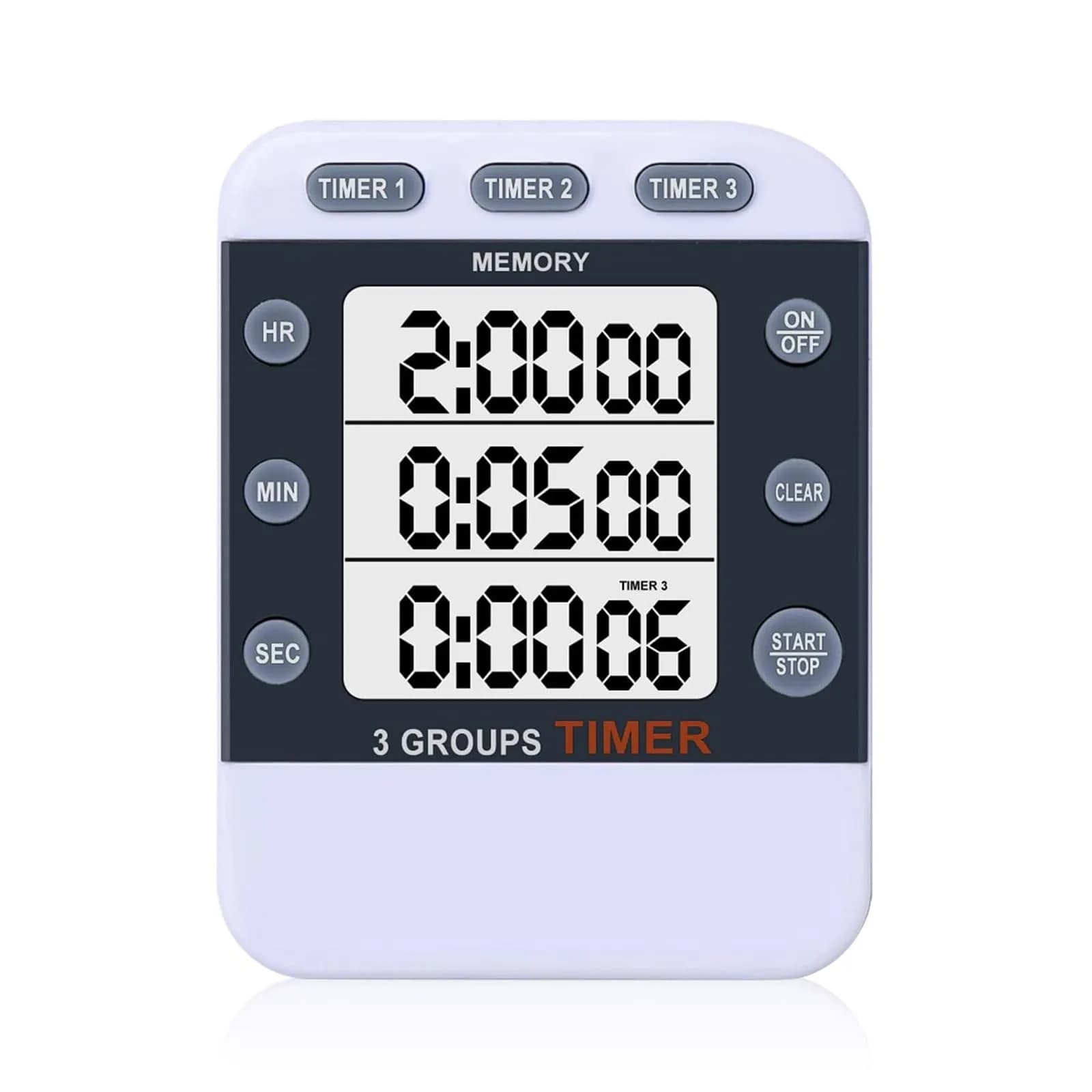 MOSTRUST Digital Dual Kitchen Timer, 3 Channels, Count Up/Down, Large Display, Magnet & Stand, AAA Batteries Included