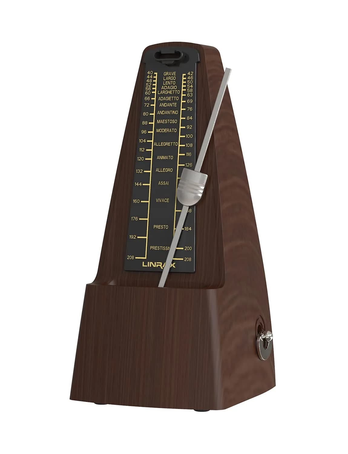 LINRAX M2 Mechanical Metronome for Piano Guitar Bass Ukulele Drum Violin Cello Saxophone Trumpet and Other Musical Instruments, Track Tempo and Beat, Loud Sound, High Precision, Wood Grain (0.52 kg / 1.15 lb) - main product image