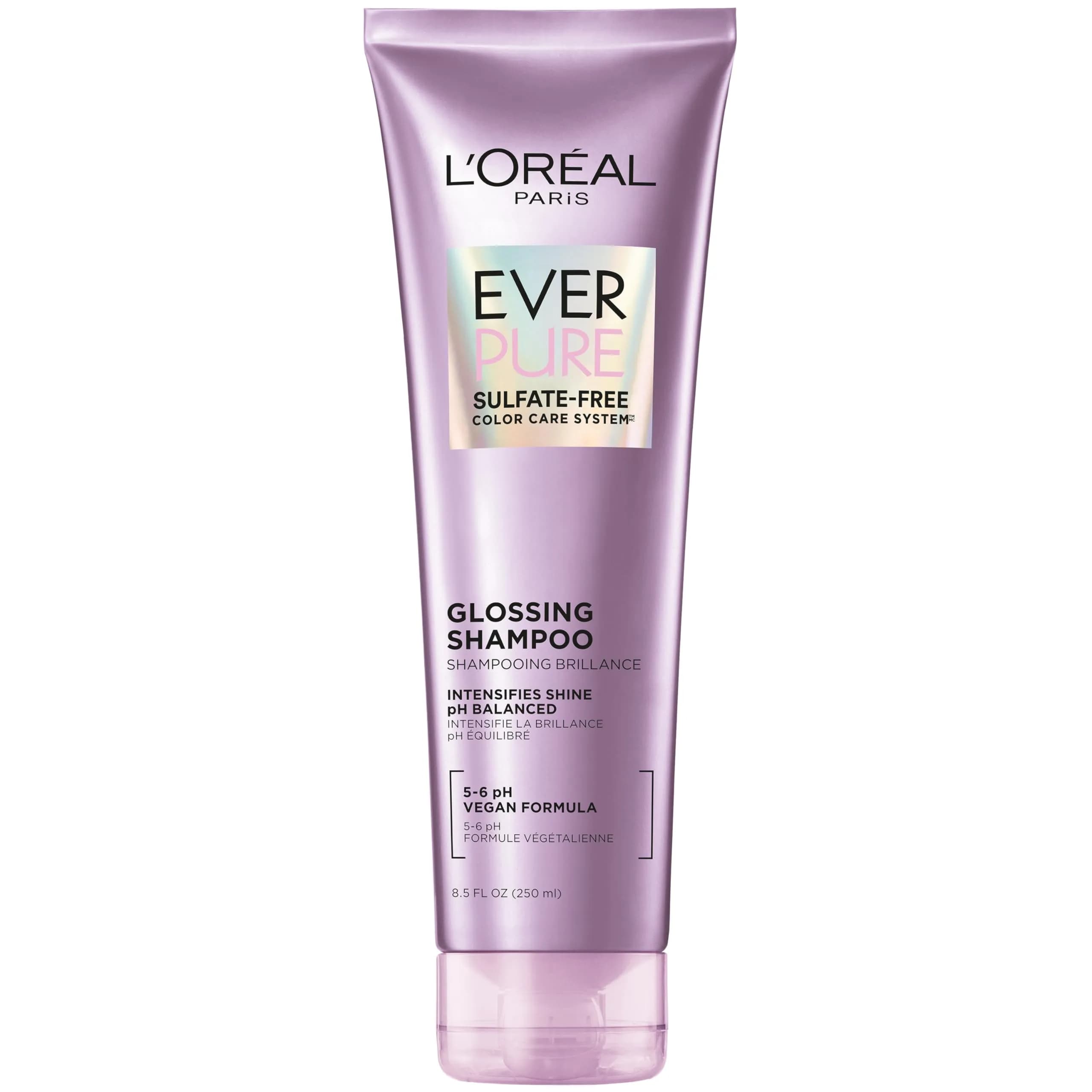 L'Oreal Paris Vegan Sulfate-Free Glossing Shampoo 8.5 Fl Oz | Intense Shine & Smoothness, pH Balanced, Argan Oil Infused