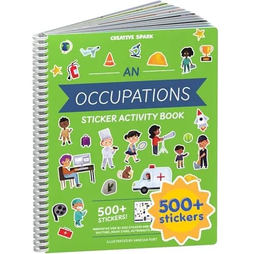CUPKIN When I Grow Up Sticker Book & Coloring Pages, Occupations & Jobs, 12 Scenes & 12 Coloring Pages | Social Studies Kindergarten Activity Book - main product image