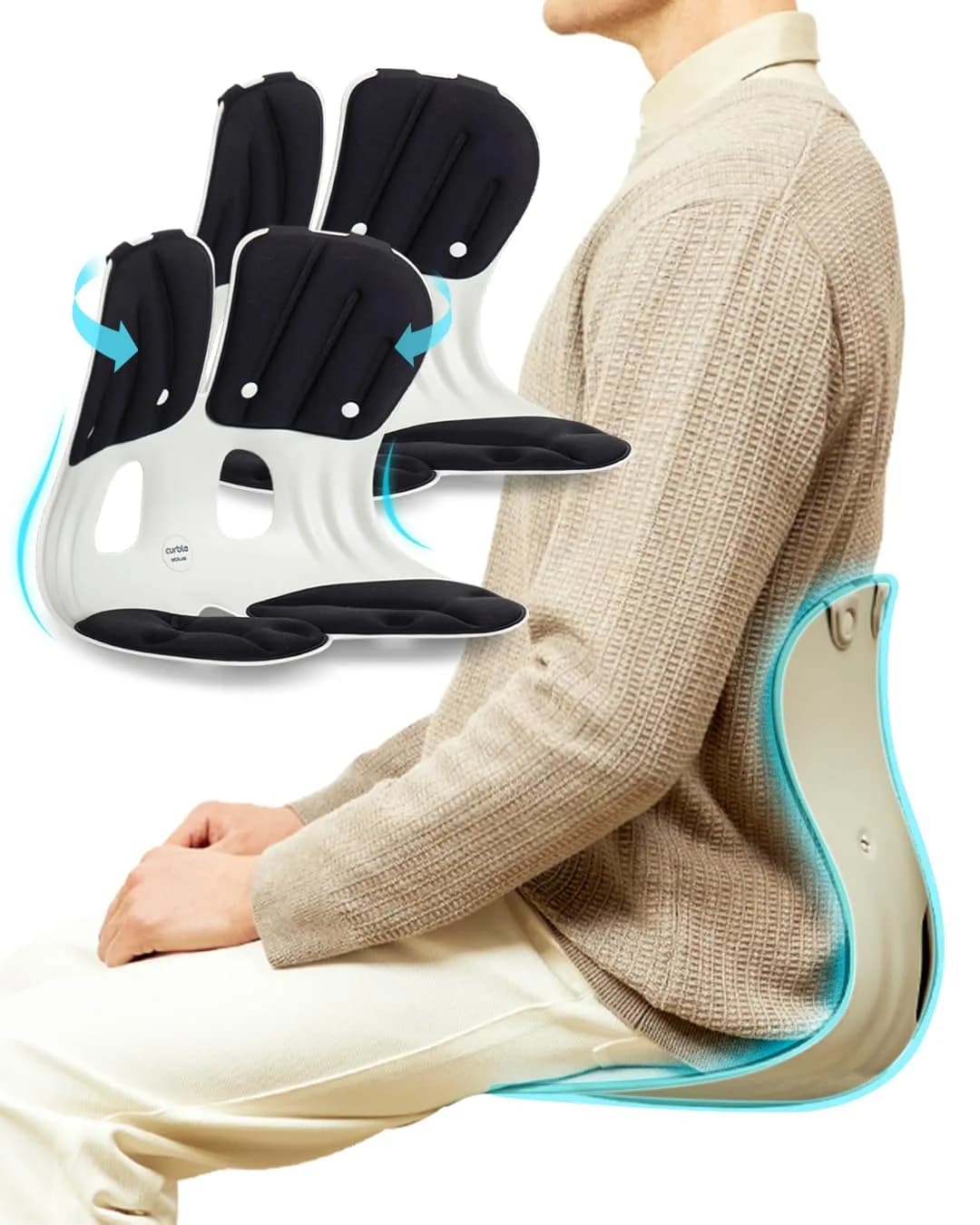 curble Grand 2 Pack– Extra Wide Ergonomic Seat Support | Sit Straighter Without Effort