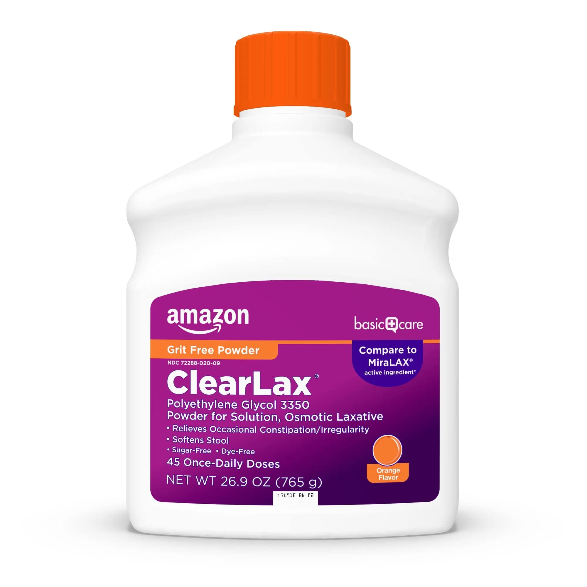 Amazon Basic Care ClearLax Polyethylene Glycol 3350 Powder 1.68 lb (762 g) | Gentle Constipation Relief - main product image