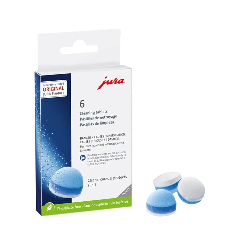 Jura 3-Phase Espresso Cleaning Tablets 6 Count | TÜV-Certified Hygiene & Mineral Deposit Protection