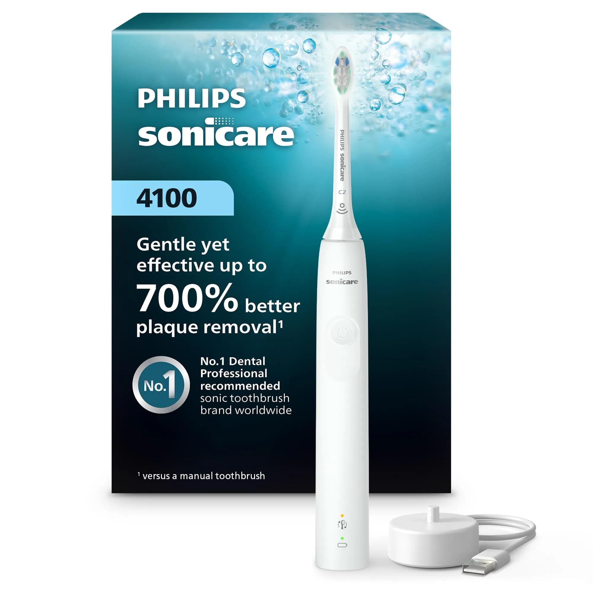 Philips Sonicare 4100 Series Electric Toothbrush - White | Advanced Sonic Technology, Pressure Sensor, 14-Day Battery - main product image
