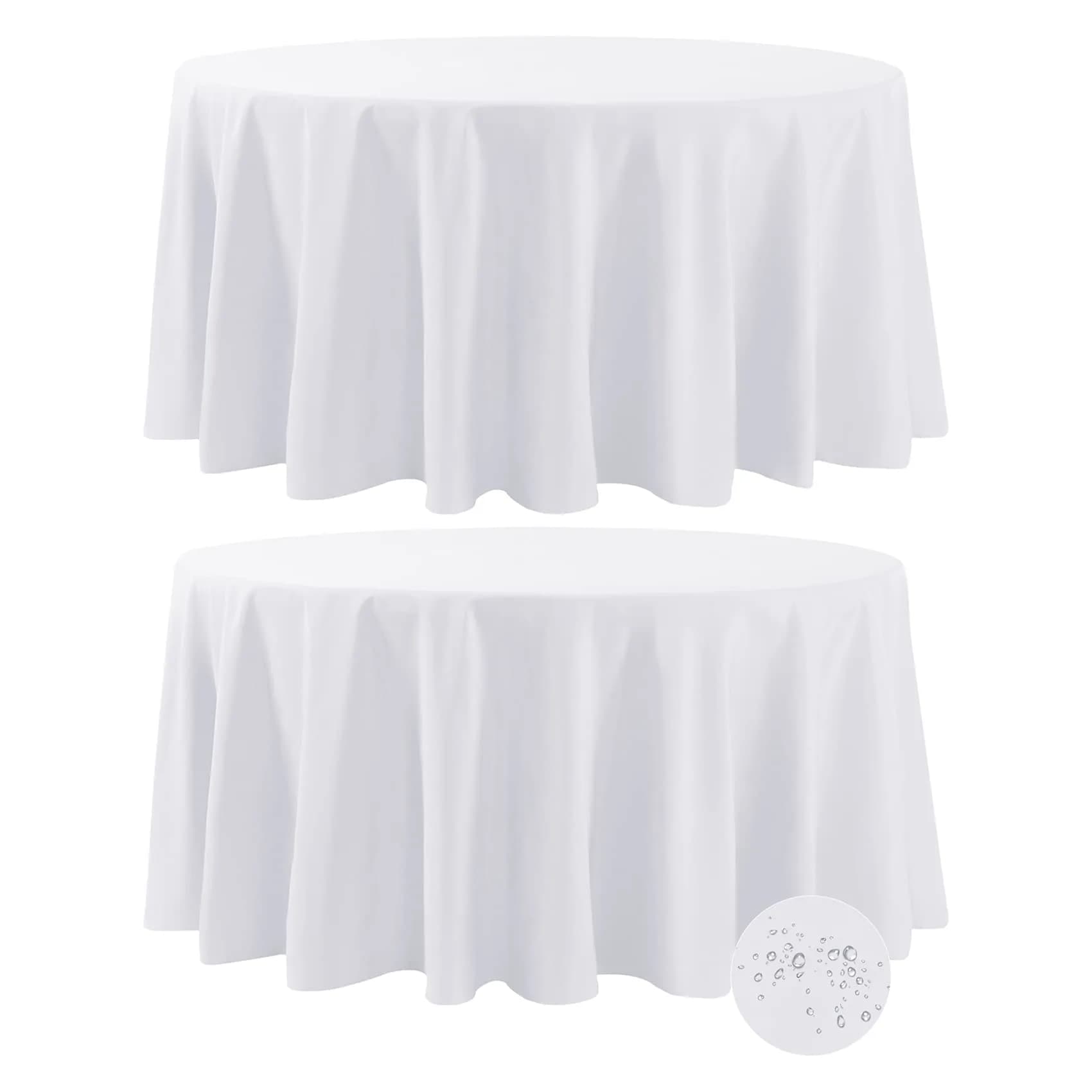 Fokitut 2 Pack Waterproof Round Tablecloth 108 Inch | Stain & Wrinkle Resistant Polyester