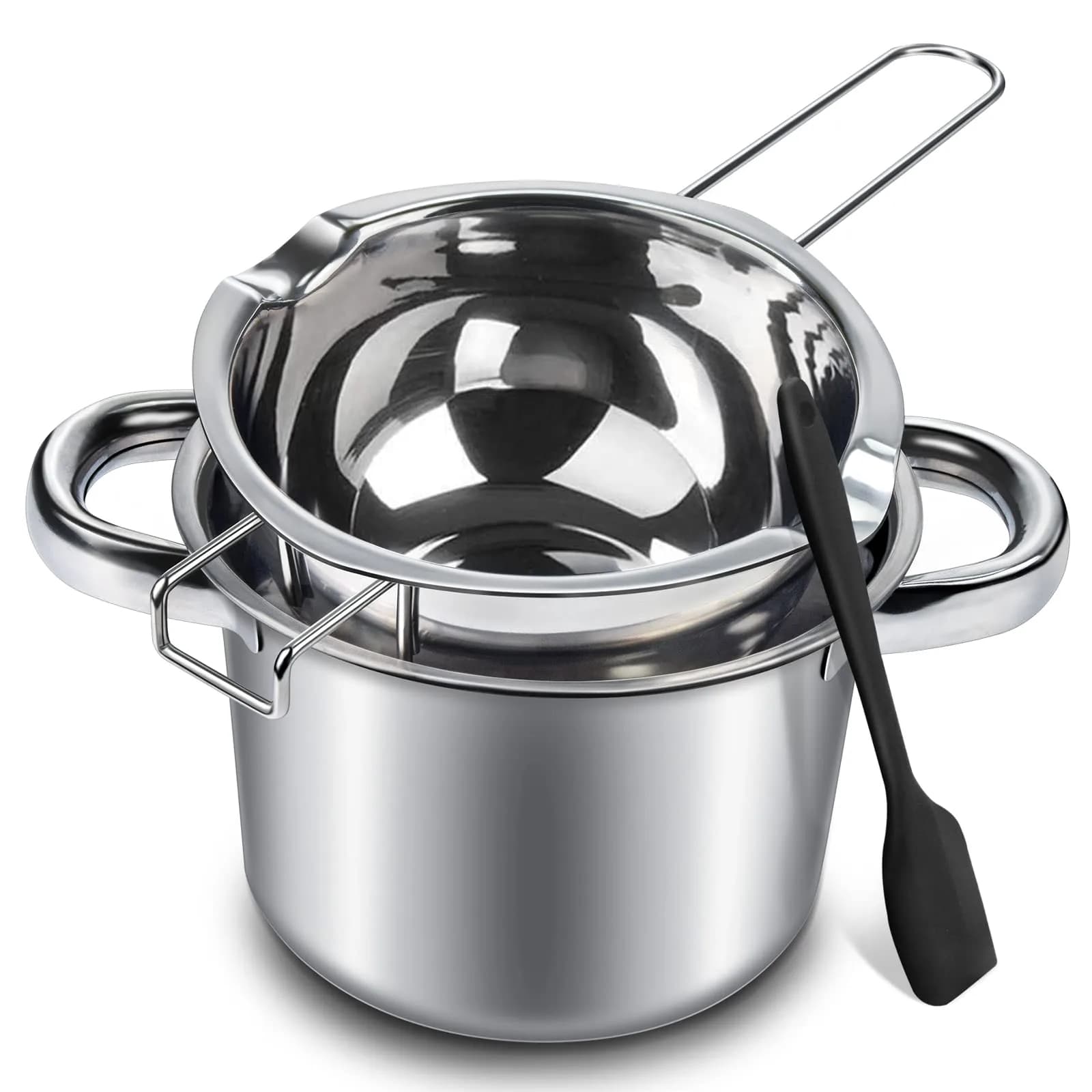 Marsheepy 1000ML (33oz) Double Boiler Melting Pot with 2200ML (2QT) Stainless Steel Pot | Rust-Proof 304 Steel for Chocolate, Wax, Soap Making