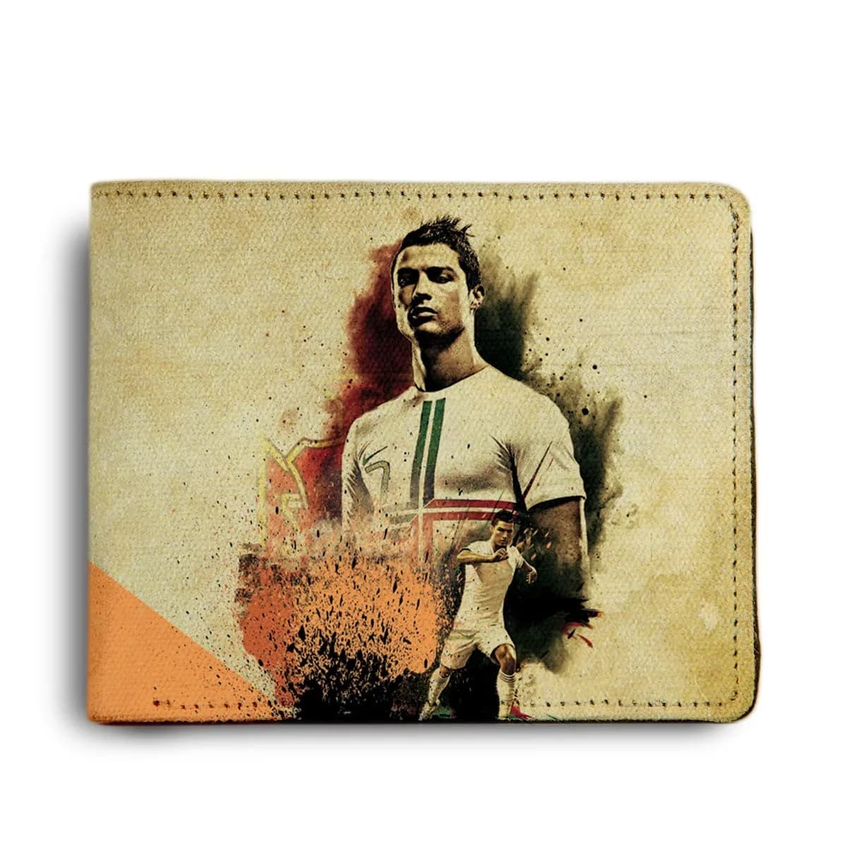 ShopMantra Cristiano Ronaldo CR7 Printed PU Leather Bi-Fold Wallet for Men & Boys, Beige, Casual | 11.5 x 2 x 9.5 cm - main product image