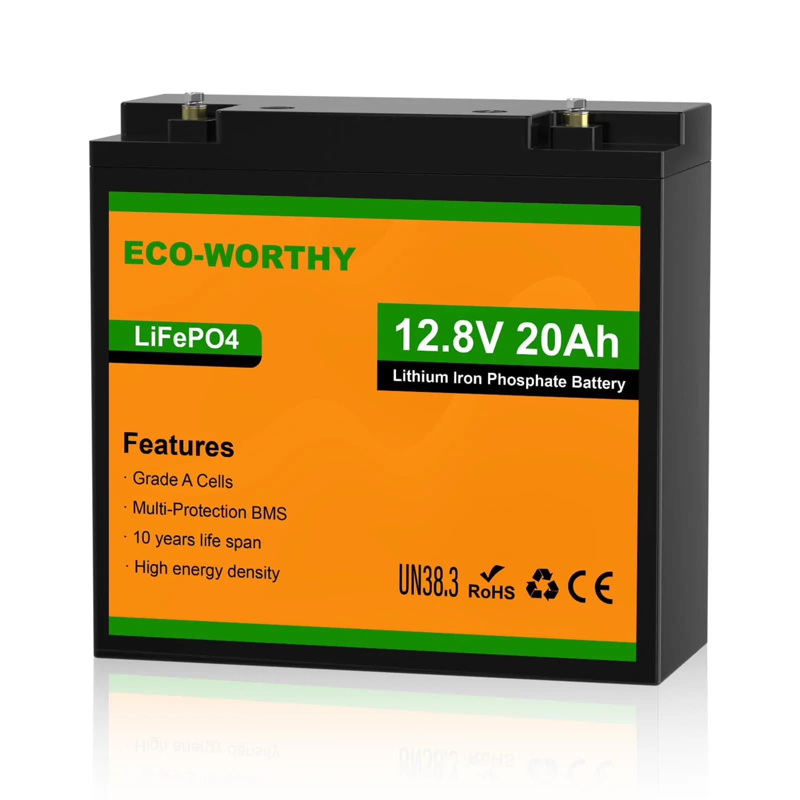 ECO-WORTHY 12V 20Ah LiFePO4 Lithium Battery | Deep Cycle Rechargeable Power for Outdoors