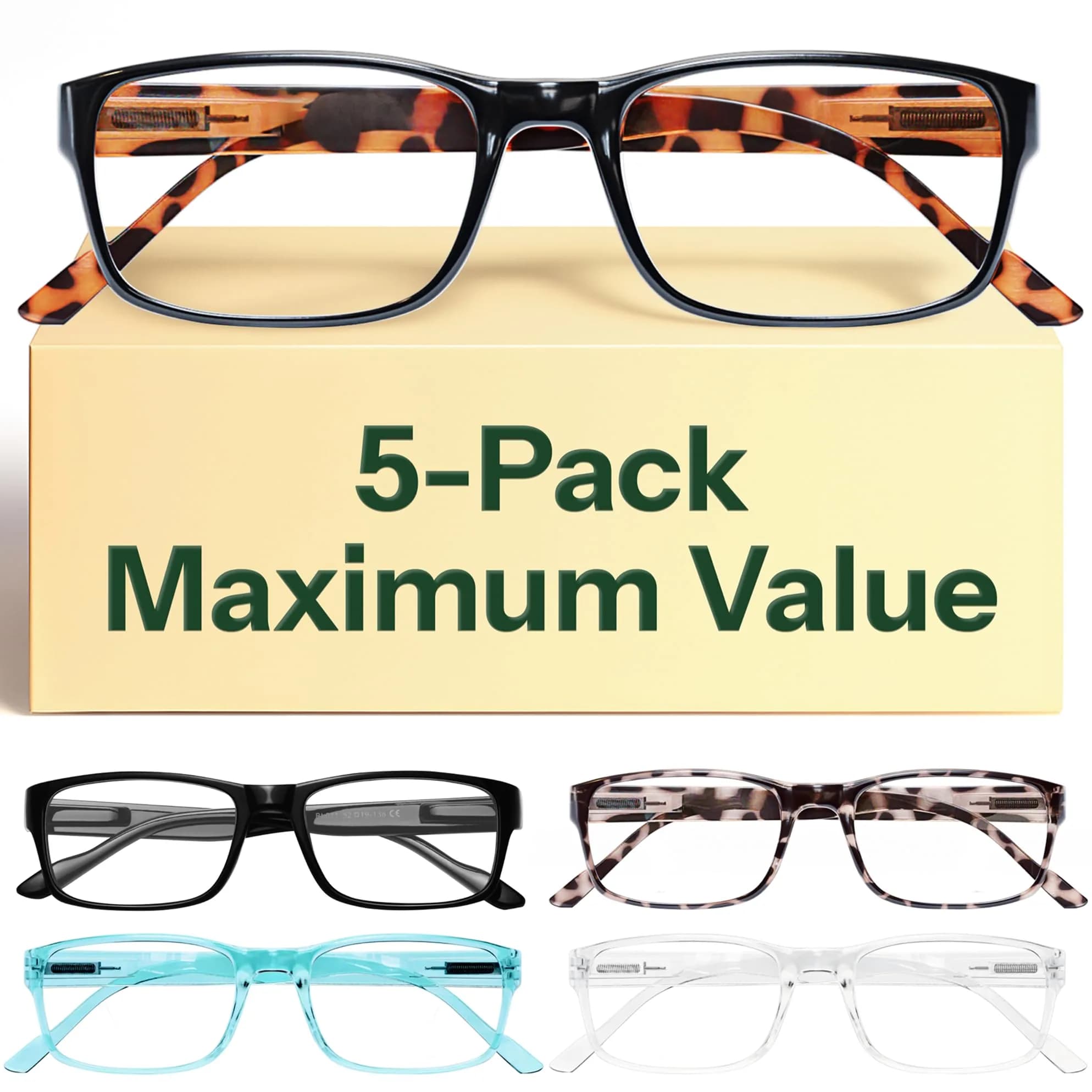 Gaoye 5-Pack Blue Light Reading Glasses 0.75 Strength | Computer Readers for All Day Comfort - main product image