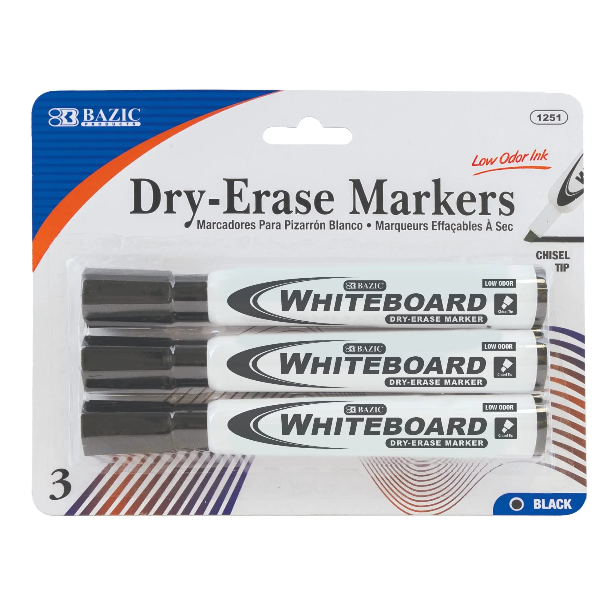 BAZIC Dry Erase Markers Black Chisel Tip 144 Count | Bulk Pack for Office & School - main product image