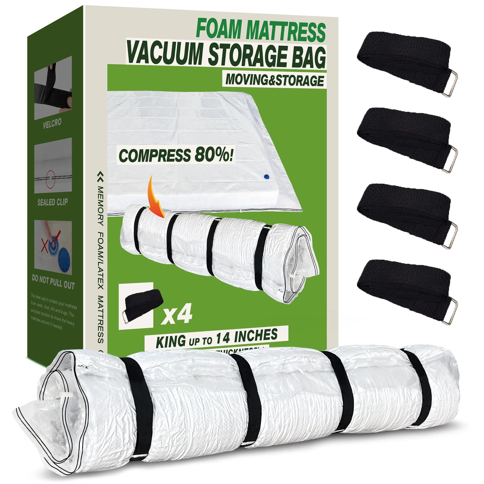 King Mattress Vacuum Bag for Moving Storage | Compress & Protect Up to 14 Thick Mattress