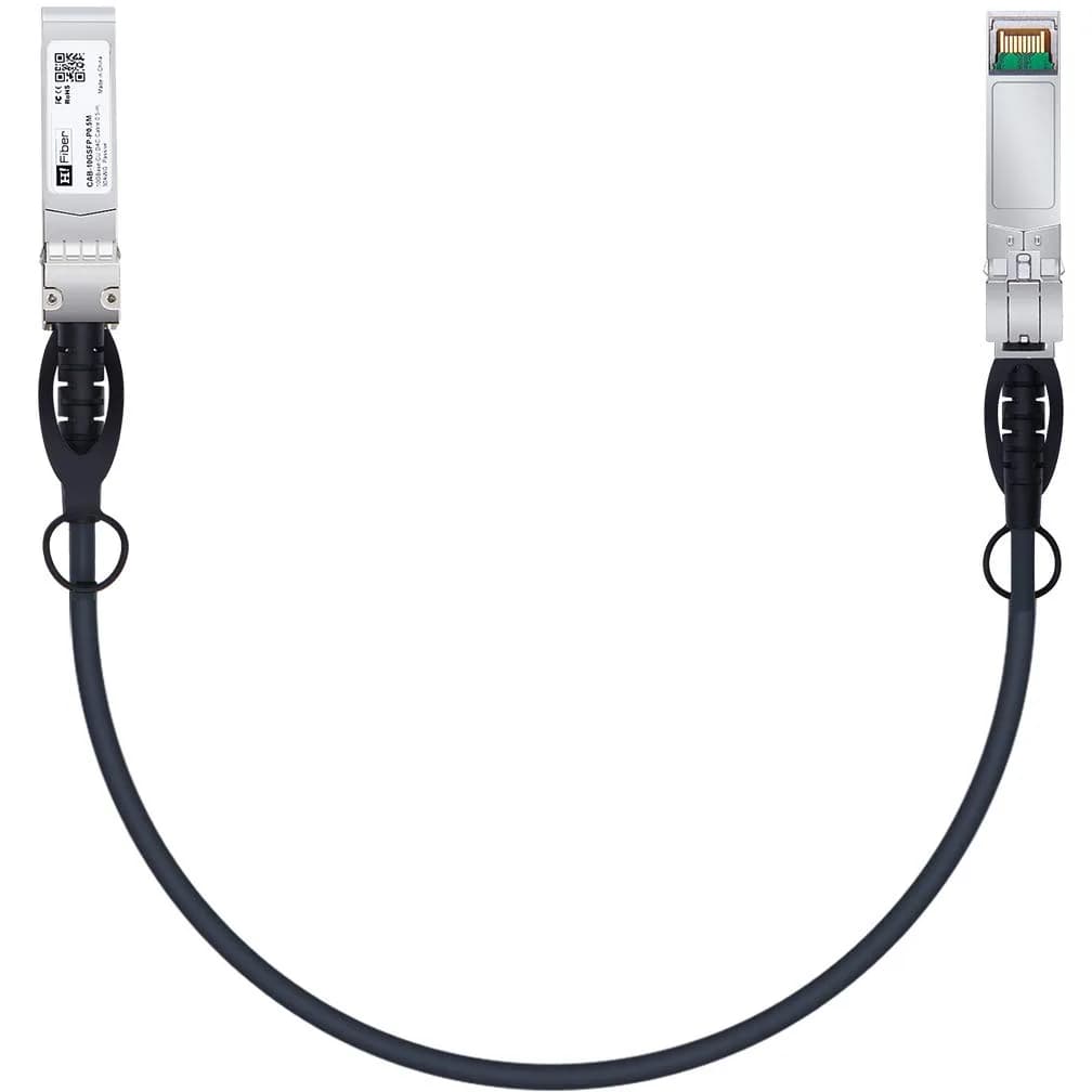 H!Fiber.com 10G SFP+ DAC Cable 1m | 10Gbps Twinax Copper for Networking Devices