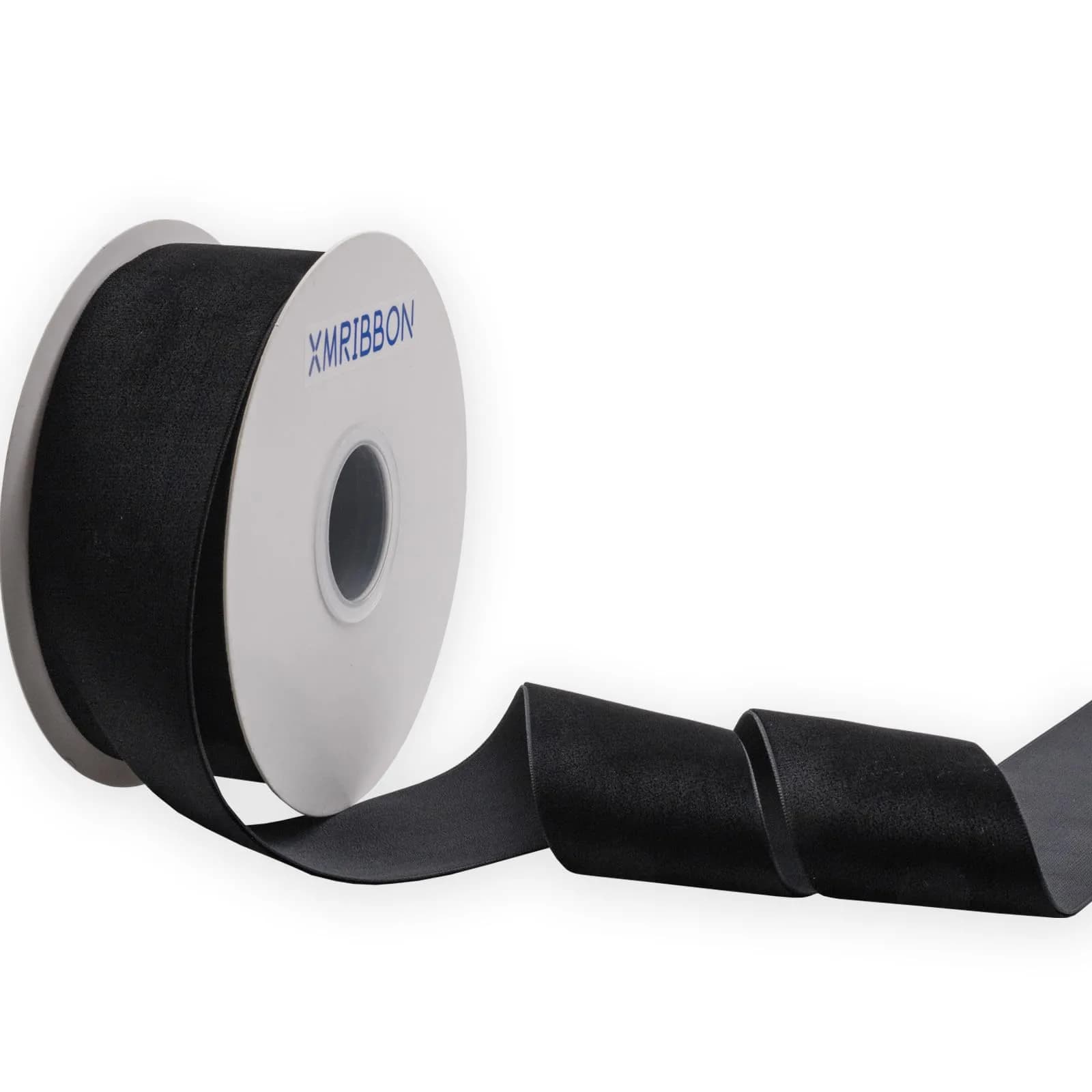 XMRIBBON Black Velvet Ribbon Single Sided, 5.08 cm (2 Inch) x 9.14 m (10 Yards) Spool | Classic Solid Craft Ribbon - main product image