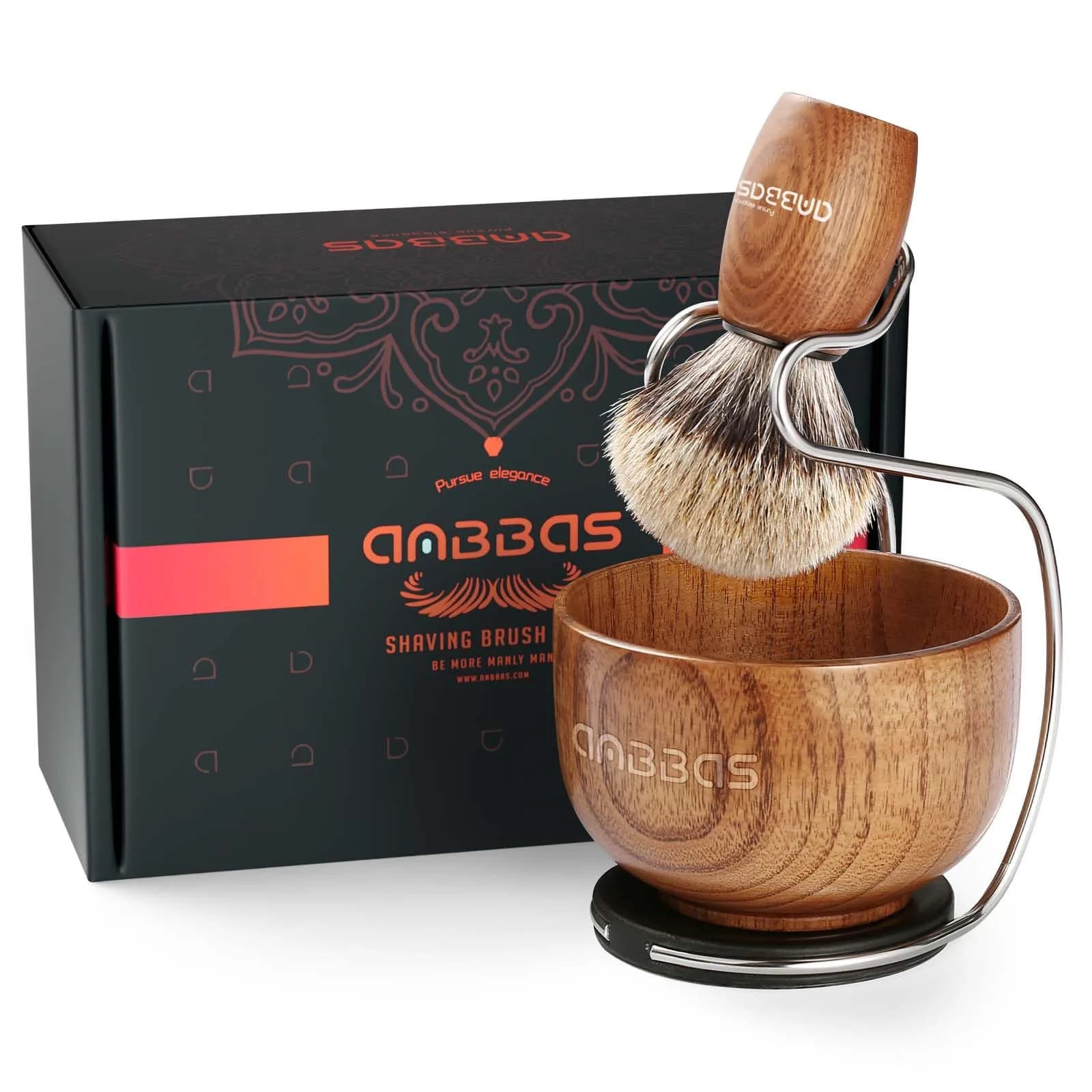 Anbbas Synthetic Badger Shaving Brush Set with Stand and Bowl | 22mm Knot