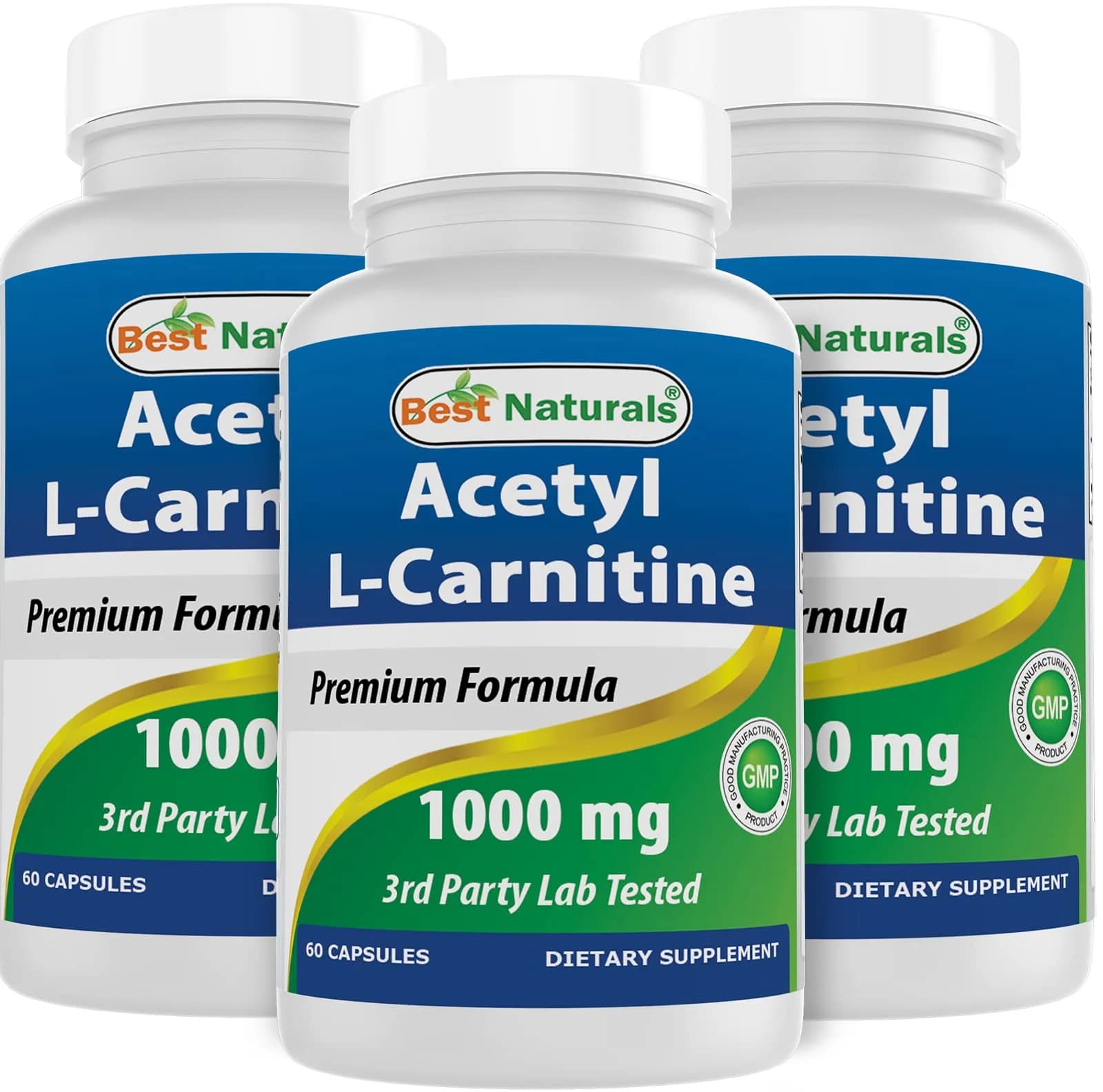 Best Naturals Acetyl L-Carnitine 1000 mg | 60 Capsules (Pack of 3) for Brain & Energy Support - main product image