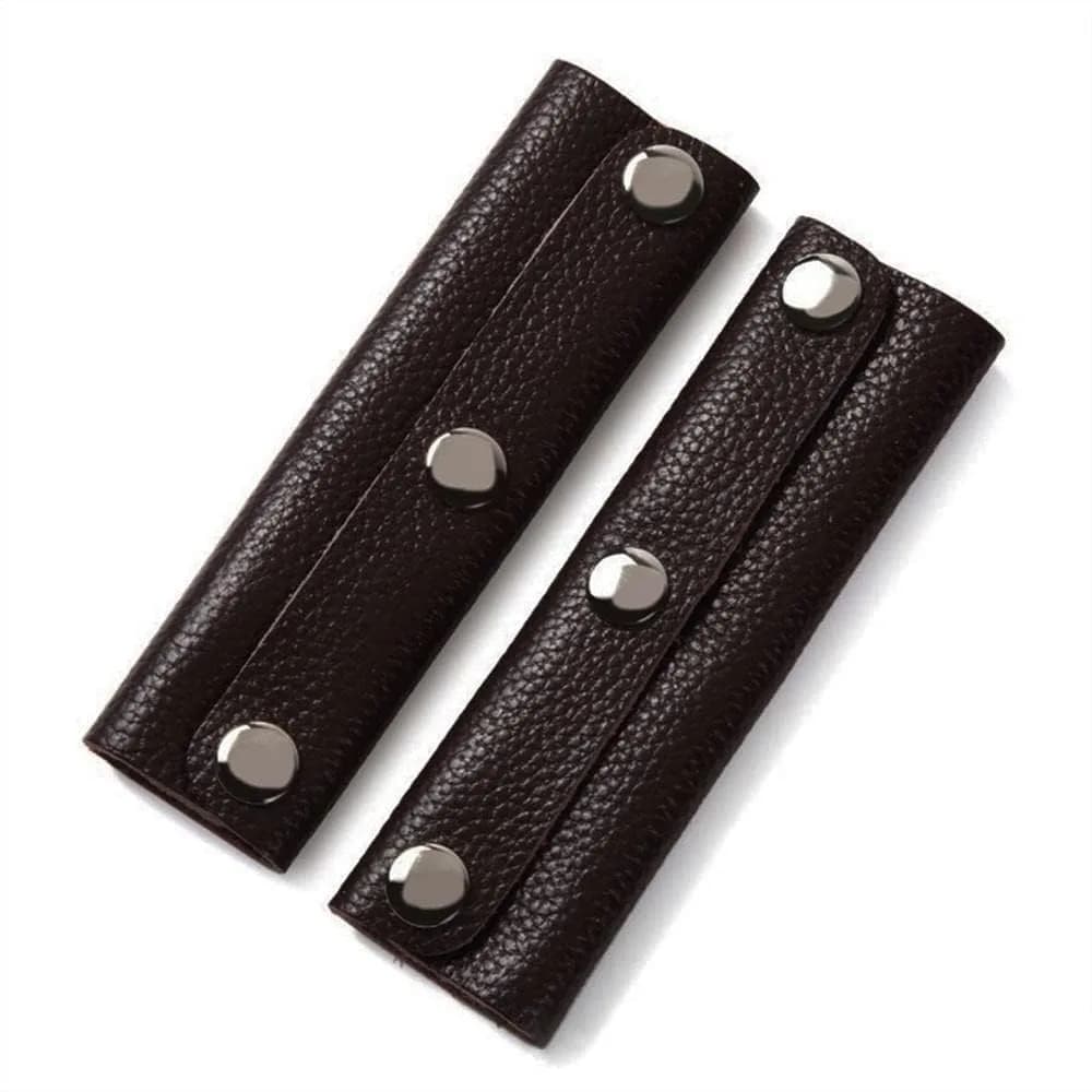 IUAQDP 2-Piece Handbag Handle Wrap Cover, Black | Durable PU Leather & Brass Clasp - main product image
