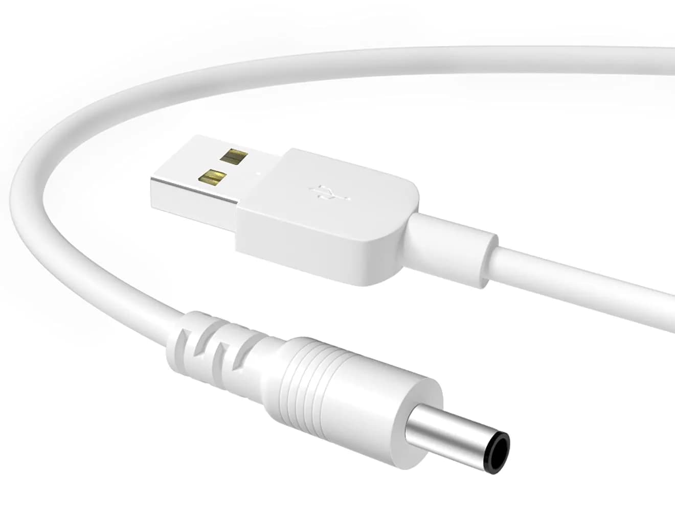 SIOCEN USB to 3.5mm Barrel Jack Charging Cable 100cm (3ft) White | Powers Foreo Luna & More - main product image