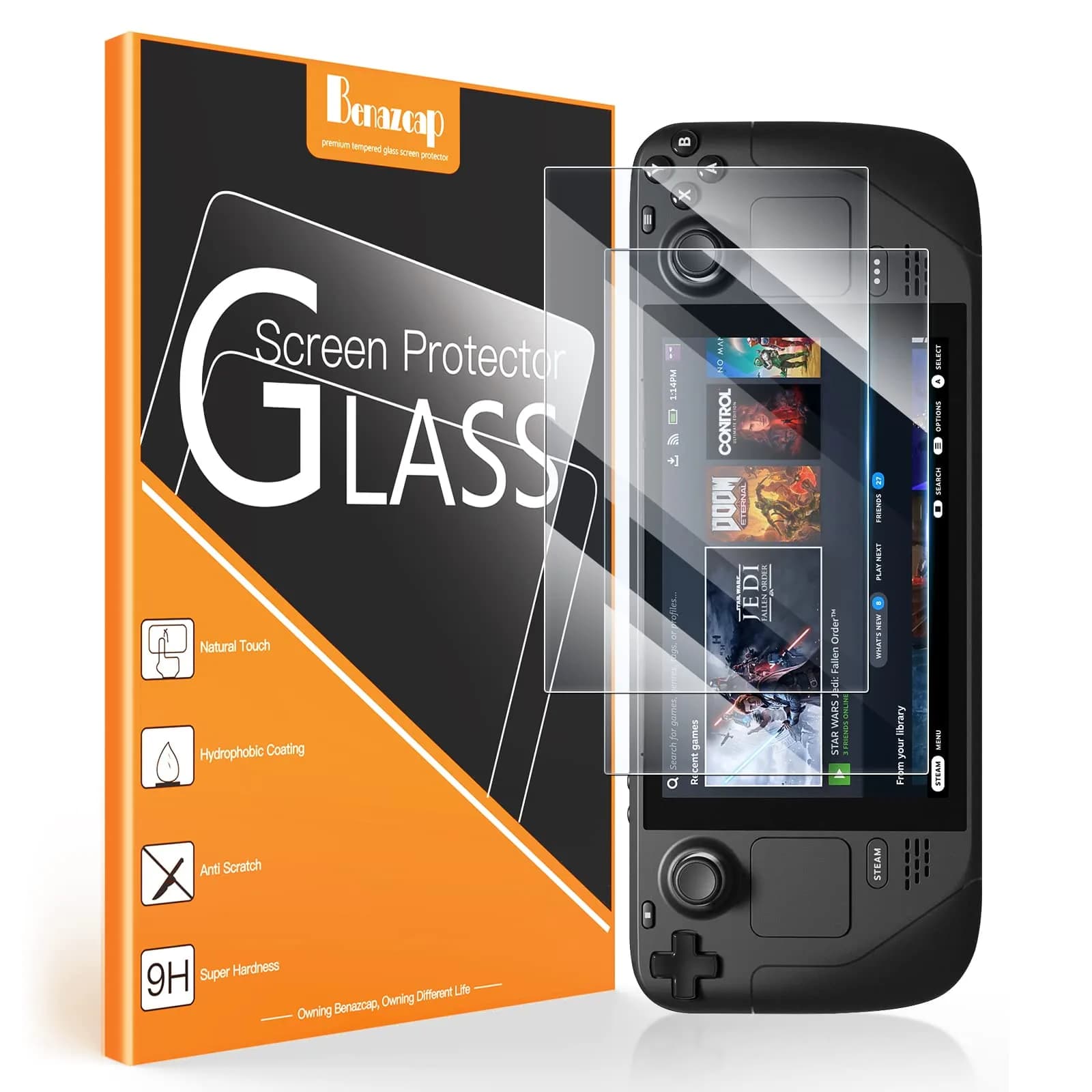 Benazcap Steam Deck Screen Protector 7 Inch | 9H Tempered Glass HD Clear Easy Install