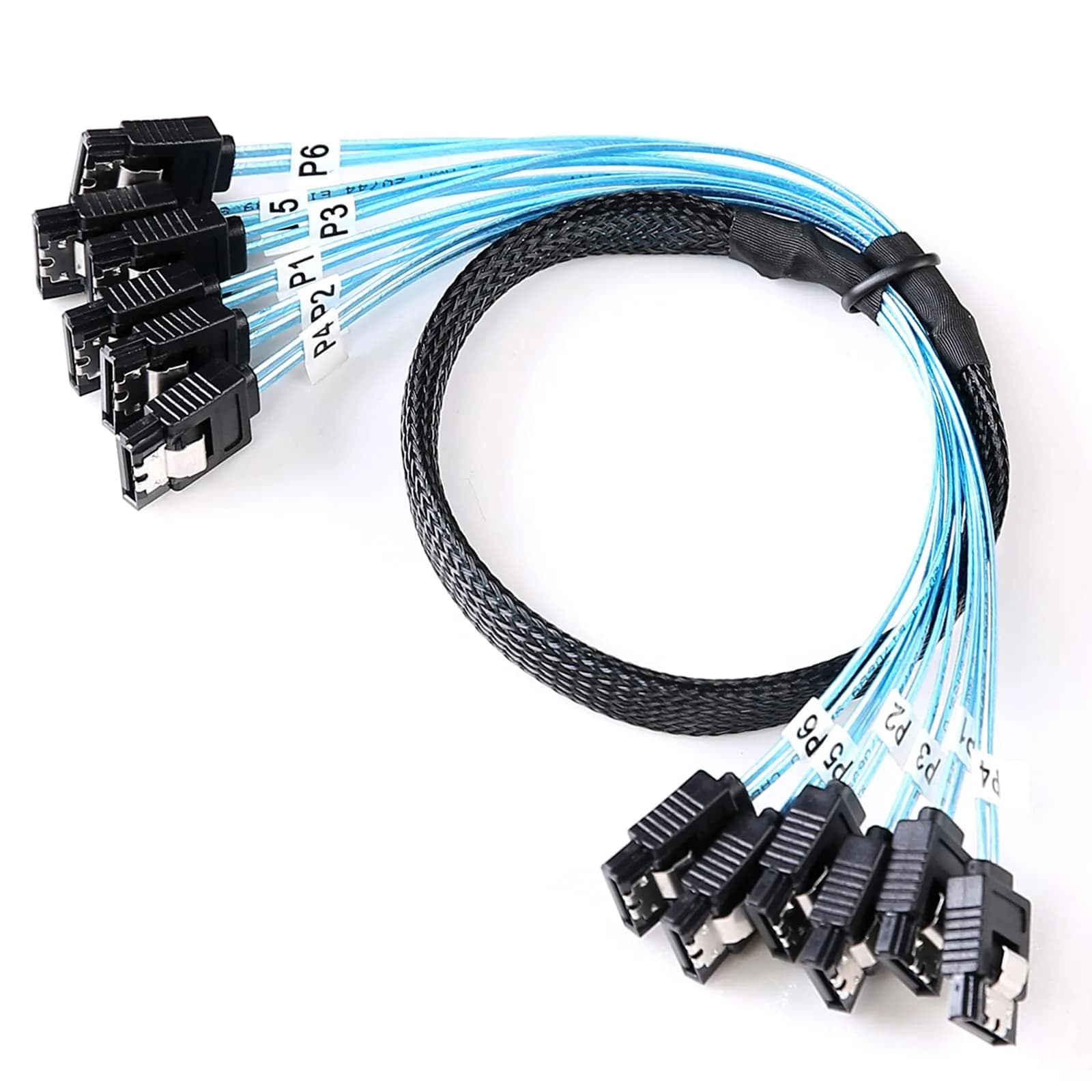 ADCAUDX SATA-III Cable-0.5M | 6 Pack Data Cables for HDD/SSD, SATA 7 Pin, 6Gbps, Nylon Braided