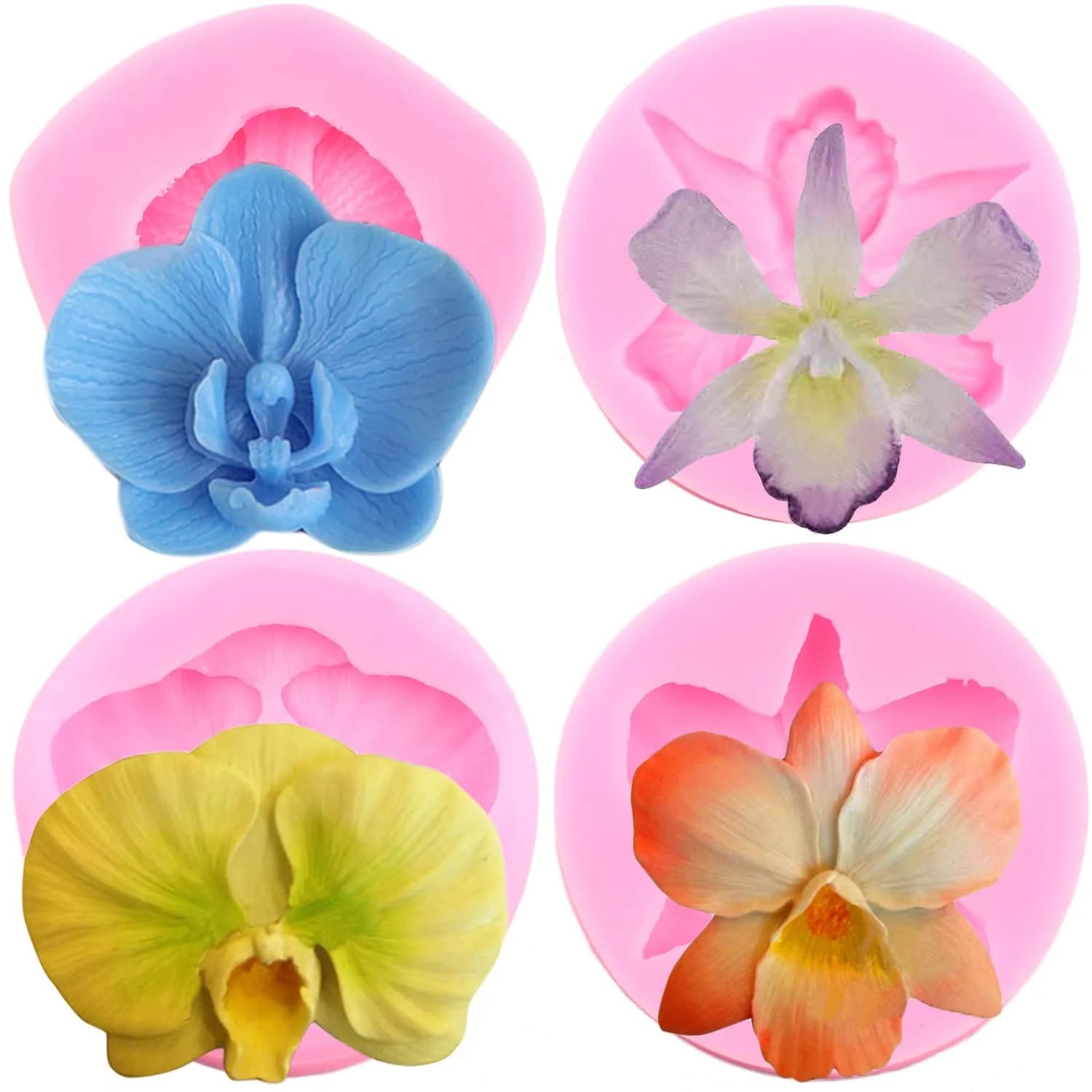 ZiXiang Orchid Flower Silicone Fondant Molds Set Of 4 | Food Grade, BPA-Free, Heat Resistant Up to 446°F - main product image