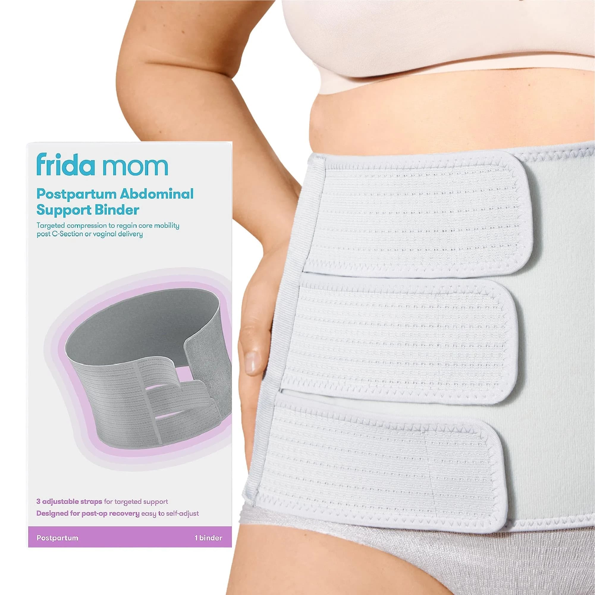 Frida Mom Belly Binder Postpartum Recovery Support 9" High | Adjustable Compression Wrap for Natural & C-Section Birth - main product image