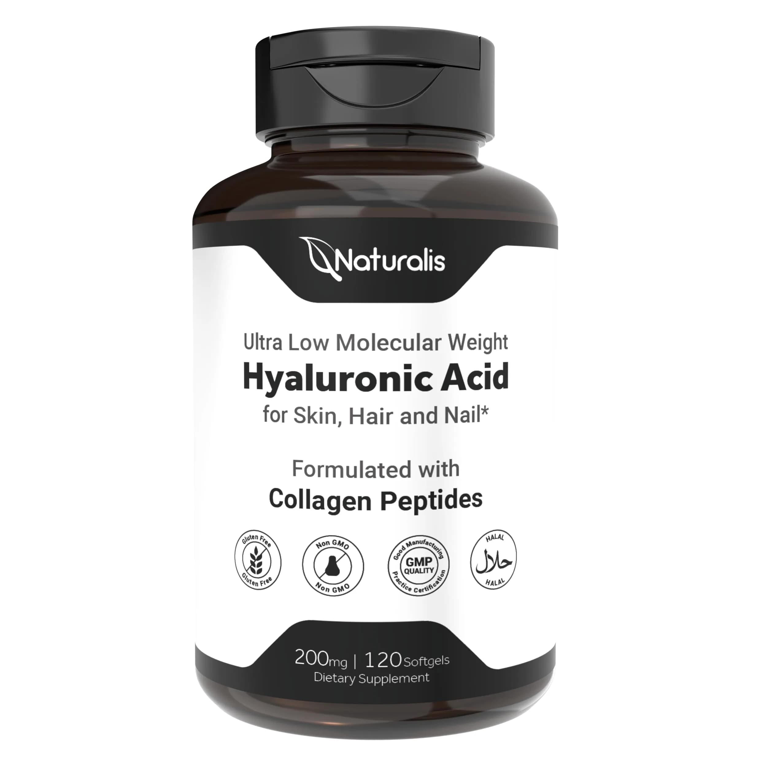 Naturalis Hyaluronic Acid 200mg 120 Softgels | Ultra Low Molecular Weight for Skin & Joint Support - main product image