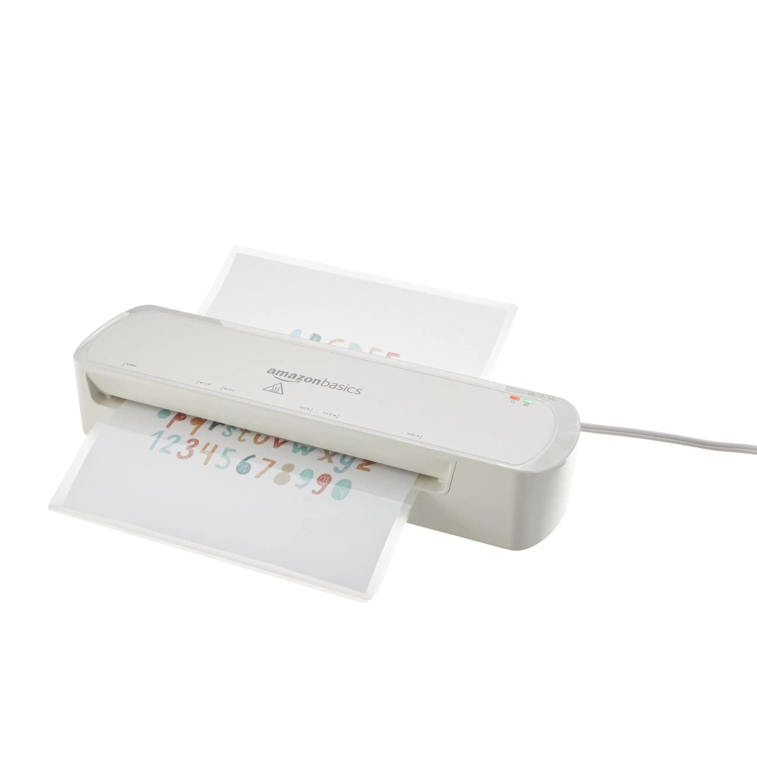 Amazon Basics 9-Inch Thermal Laminator Machine with Jam Release, 2 Heat Settings, White | Laminates Documents and Photos Up to 9" Wide - main product image