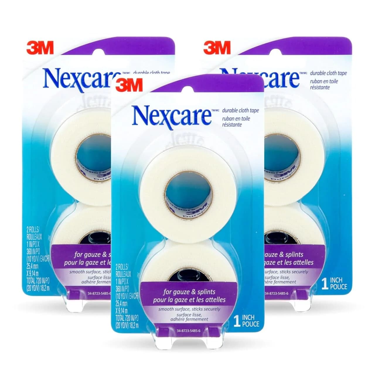 Nexcare Durapore Durable Cloth Tape 2.5cm (1in) x 9.1m (10yds) - 6 Rolls | Dermatologist-Tested, Hypoallergenic