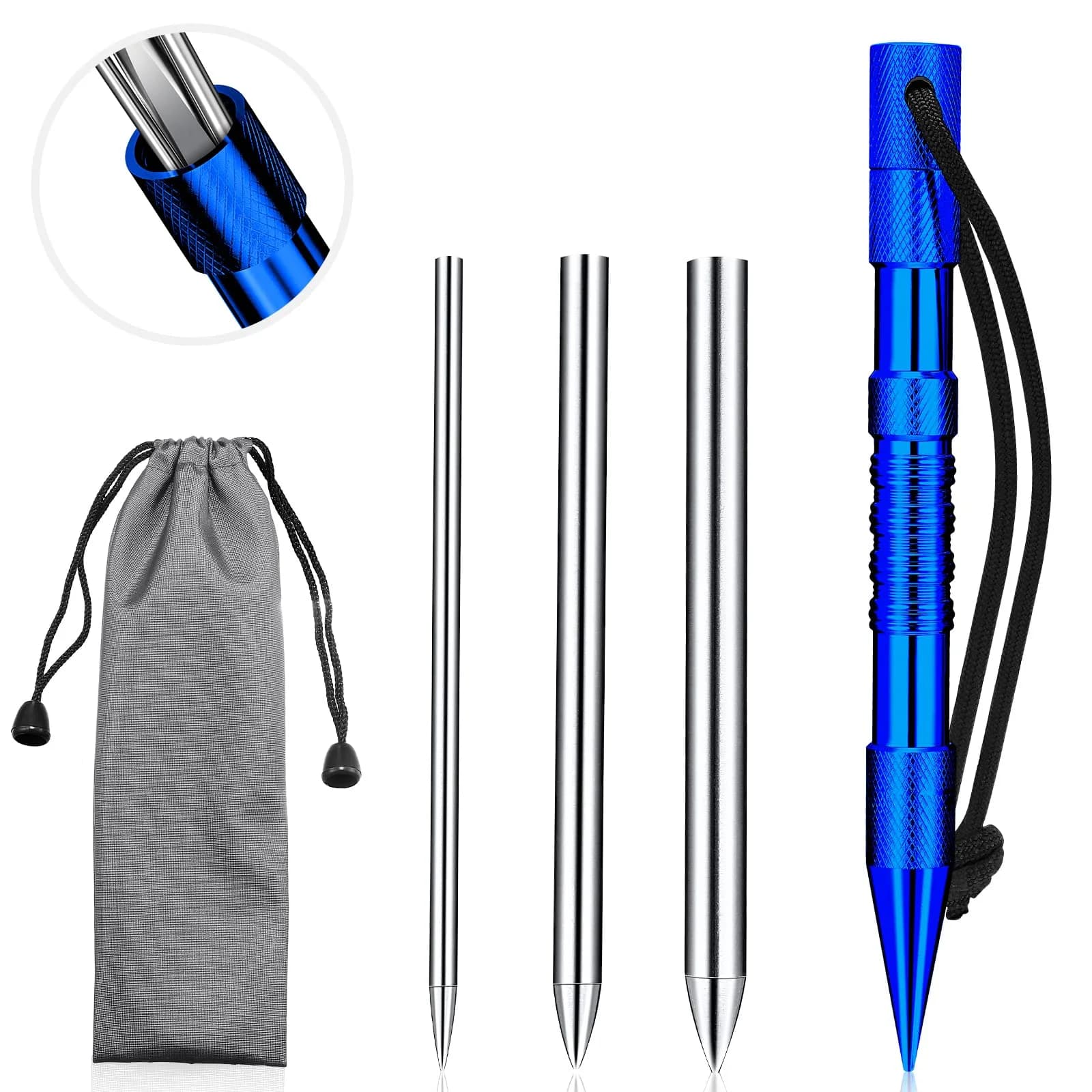 Moxweyeni Blue Paracord Knotting Tool Marlin Spike Set with 3 Stainless Steel Fids | For Leathercraft & Bracelet Weaving - main product image