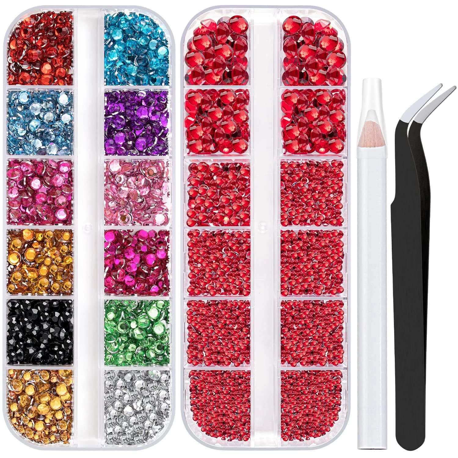 BELLEBOOST Flatback Rhinestones 4520 Pcs Colorful Nail Art Rhinestones with Picker & Tweezer | Multi-Size & Colorful (70-120 chars) - main product image