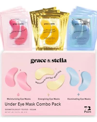 grace & stella Under Eye Mask Gold Pink Blue 72 Pairs | Reduce Dark Circles Puffy Eyes Wrinkles - main product image