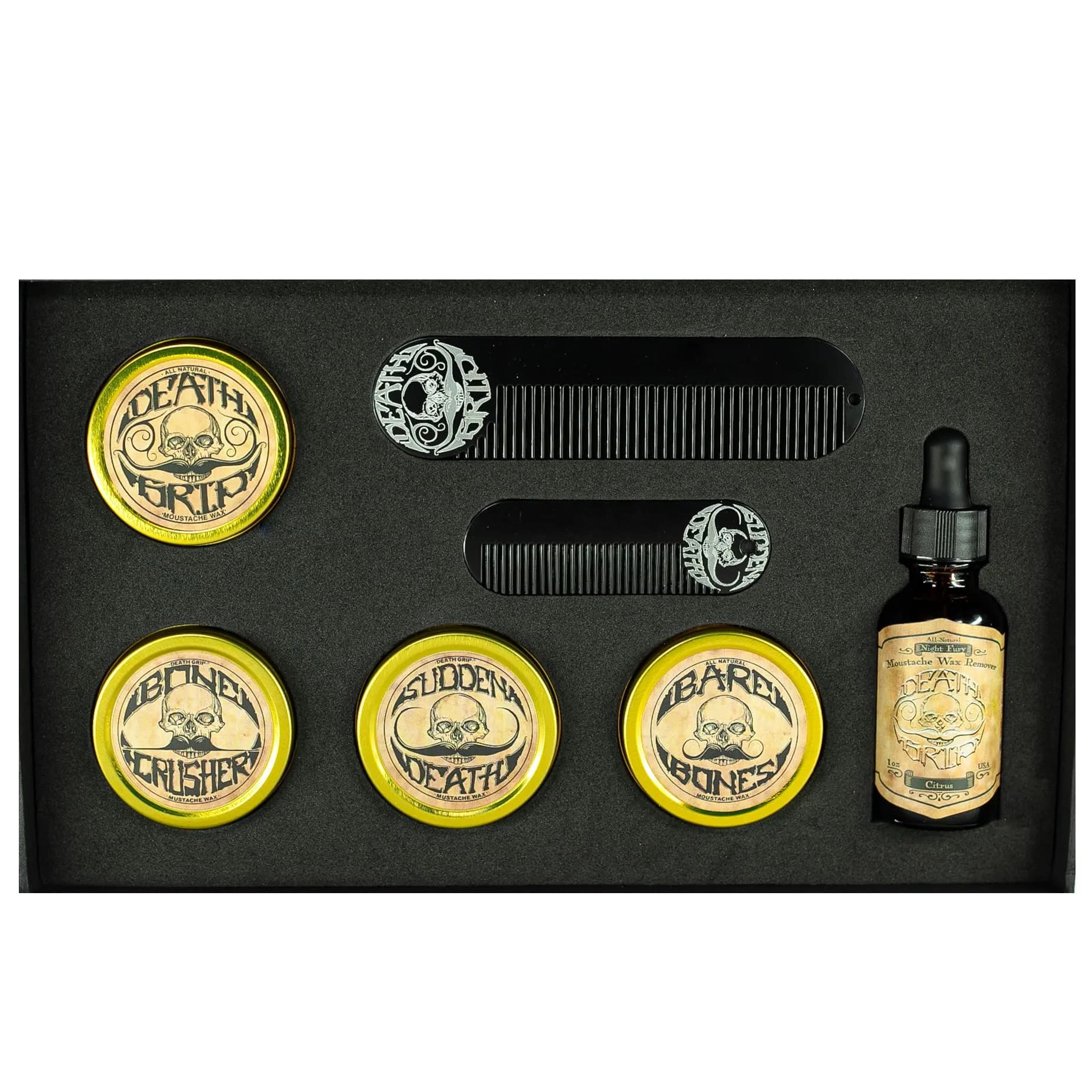 THE VINTAGE GROOMING CO. Sudden Death Mustache Wax & Comb Kit | 29.57ml (1 Fl Oz) Strong Hold