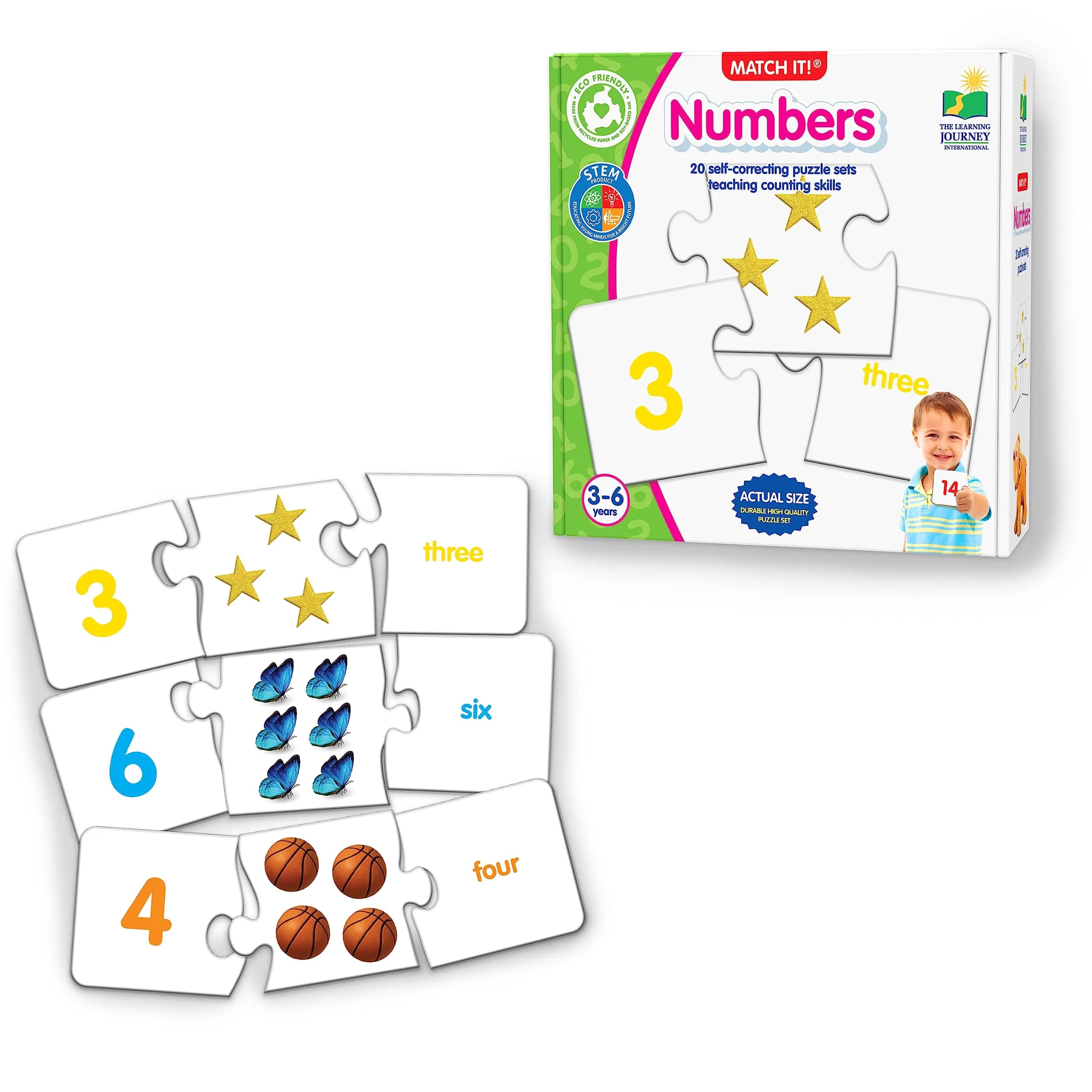 The Learning Journey Match It! Numbers Self-Correcting Counting Puzzles 60 Pieces | Educational Toy for Ages 3+ - main product image