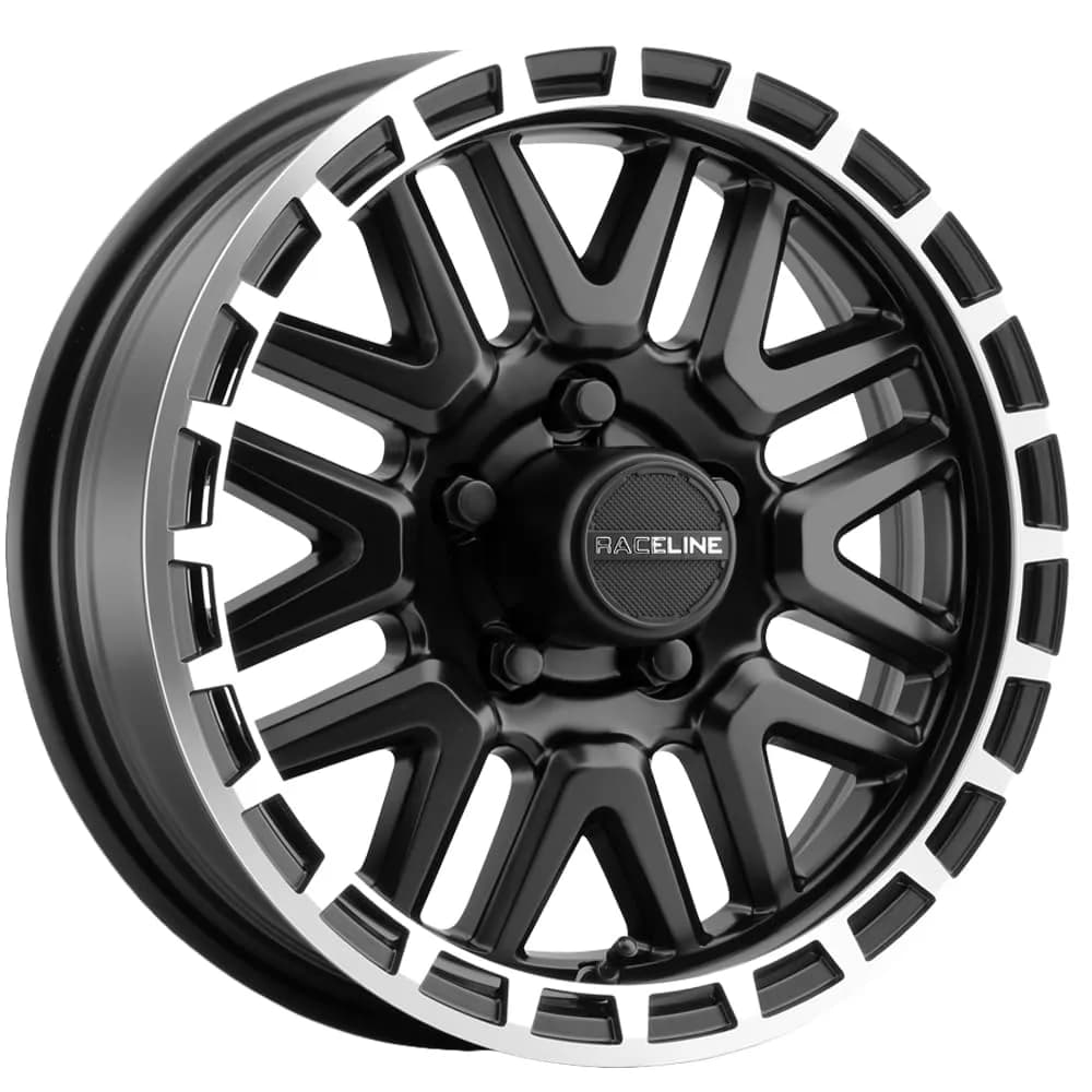 Raceline Aluminum Trailer Wheel 16X6 Black Finish | 6 Bolt, 8 Spoke, Utility, Boat Trailer