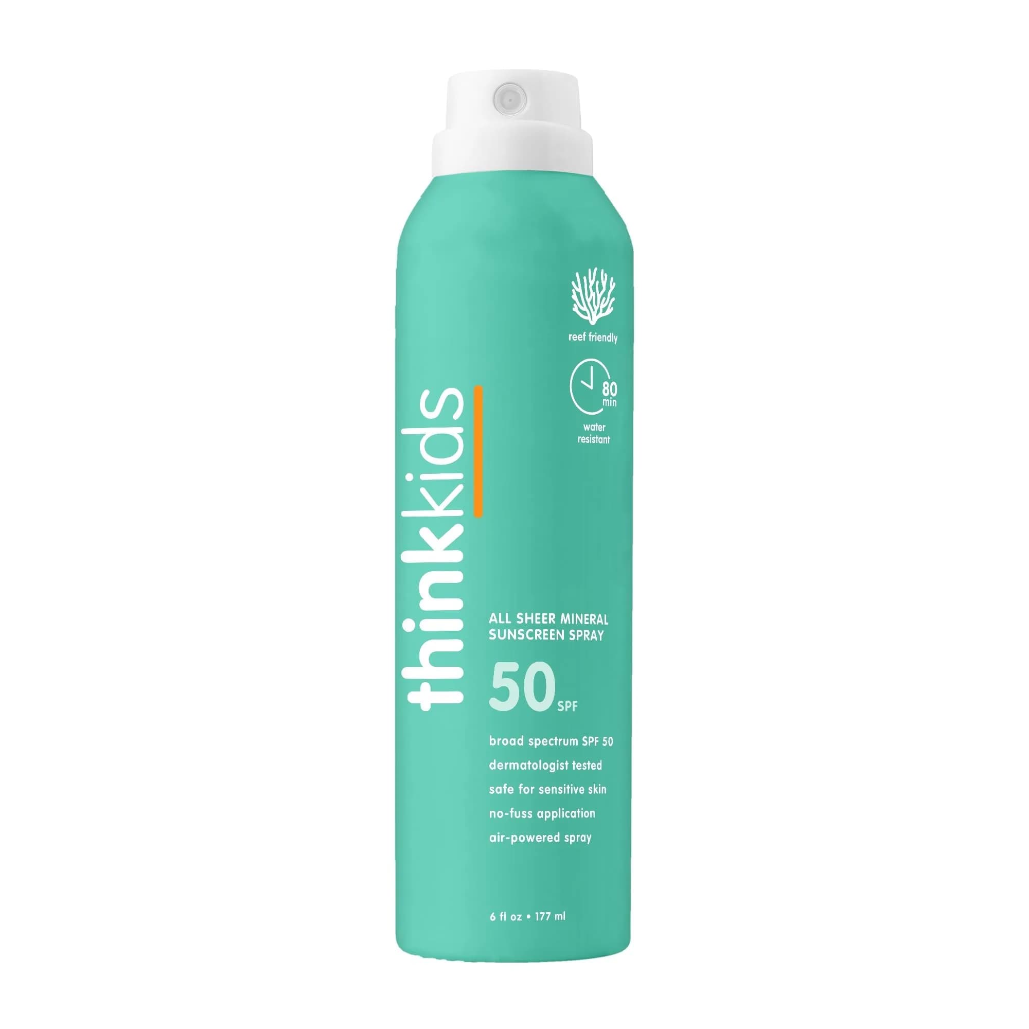 Thinksport Kids Mineral Sunscreen Spray SPF 50+ 6 oz | Natural Zinc Oxide UVA/UVB Protection - main product image